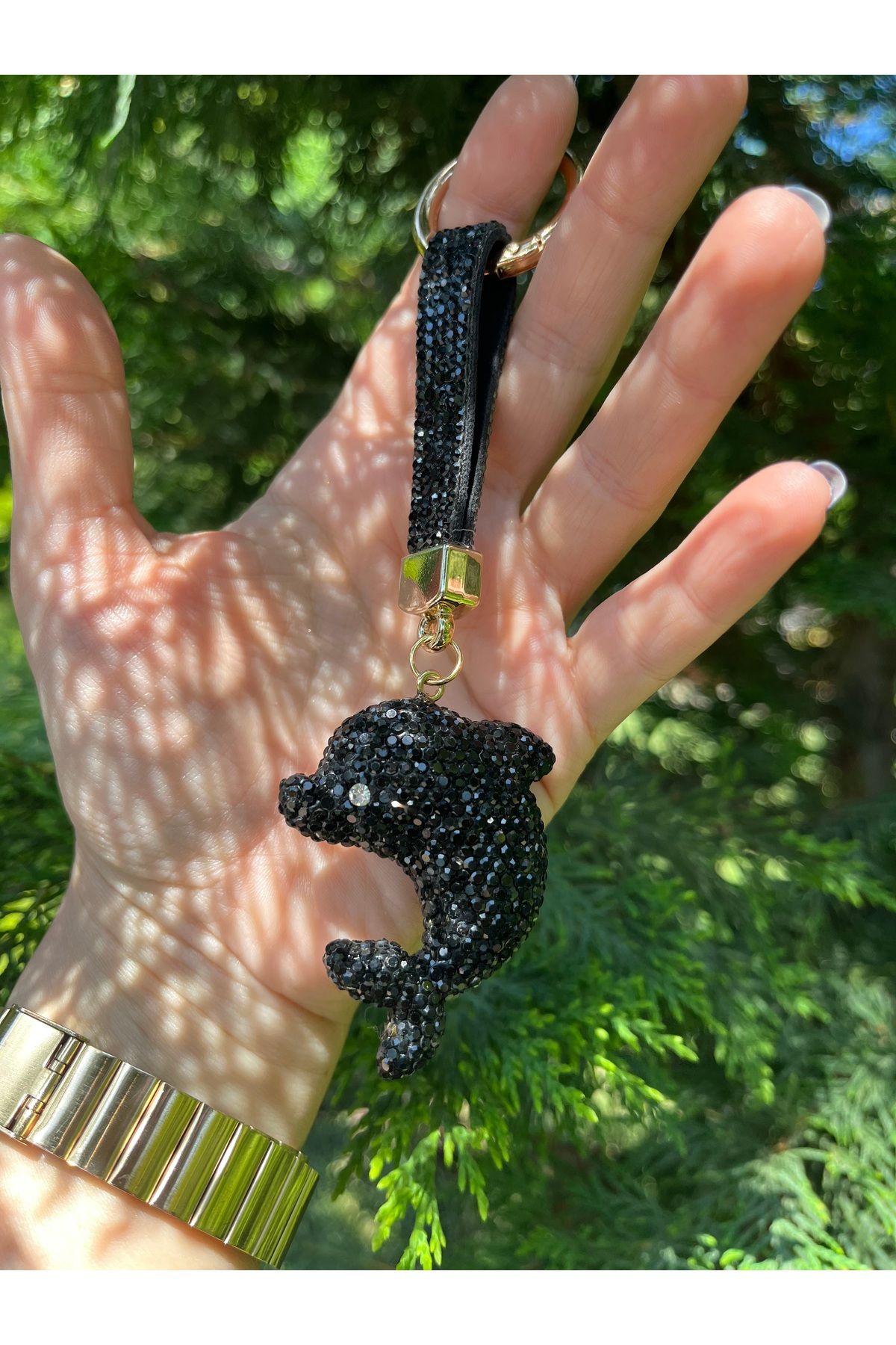 nergis collection Taşlı Yunus Balığı Anahtarlık ve Çanta Charmı