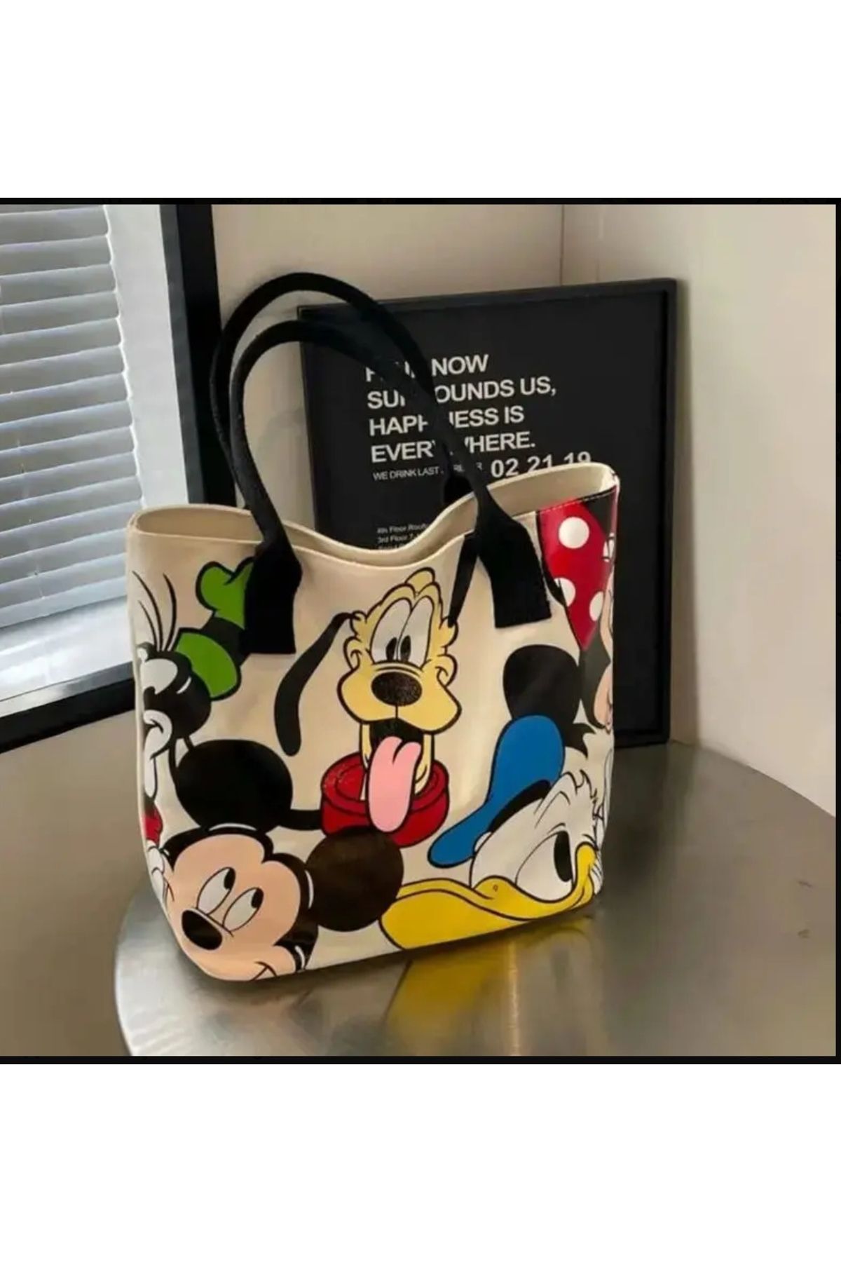 ORGANICYOU JIN XILANG Disney Mickey Tuval Çantası, Kadın Omuz Çantası, Büyük Kapasiteli