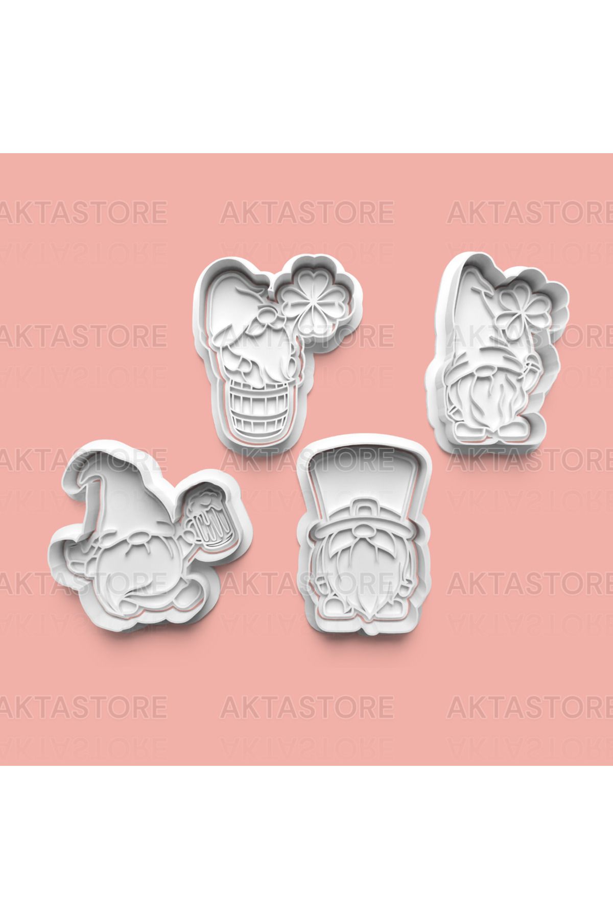 AKTASTORE İrlandalı Cüce Figürü Kurabiye Kalıbı 4'lü set
