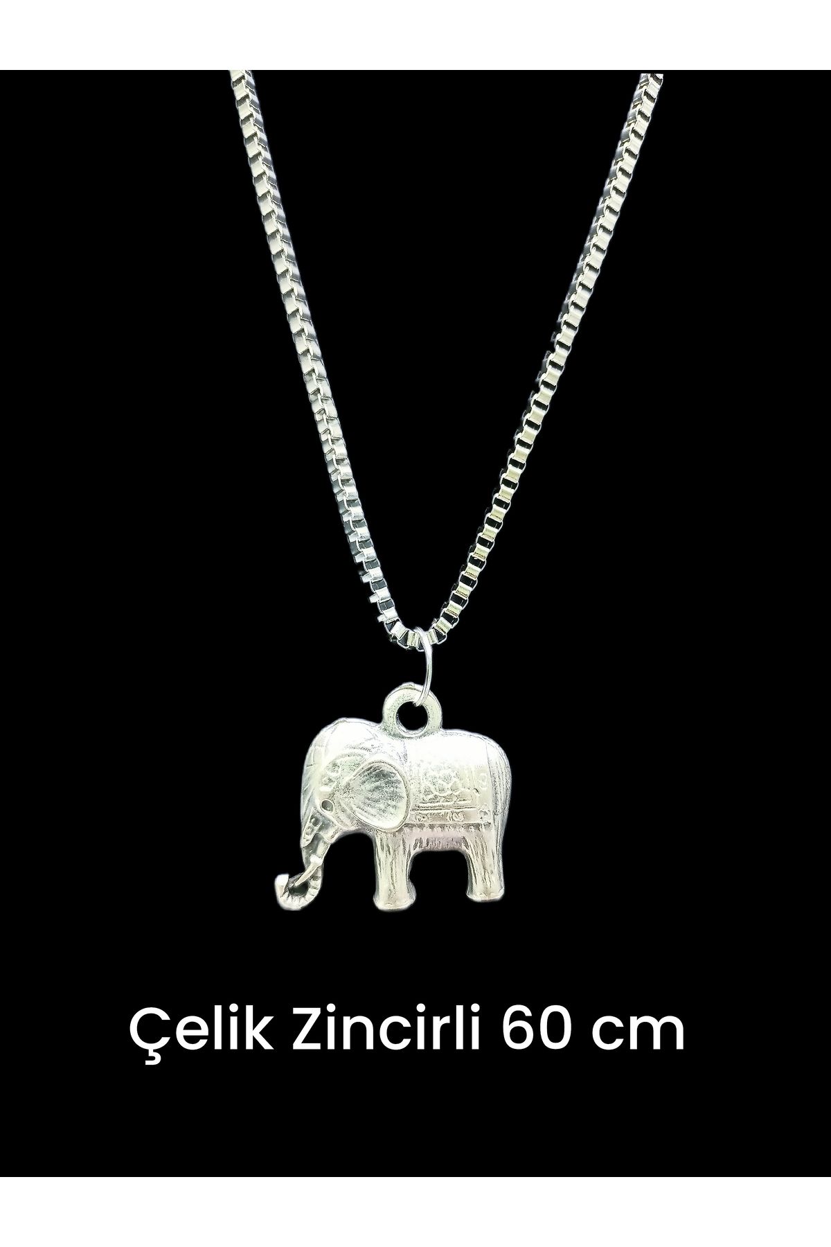 whocares Unisex Kararmaz Çelik Zincirli Fil Sembollü Kaliteli Gümüş Renk