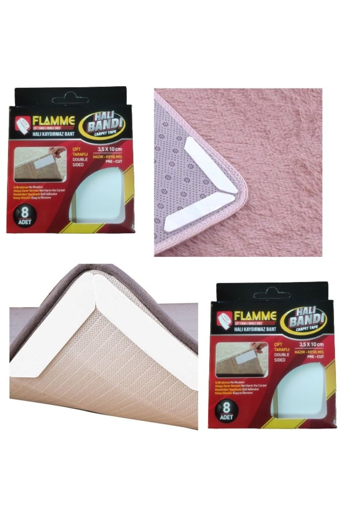 ÖYKÜ VE YİĞİT Flamme Halı Kaydırmaz Pedler 8 Adet