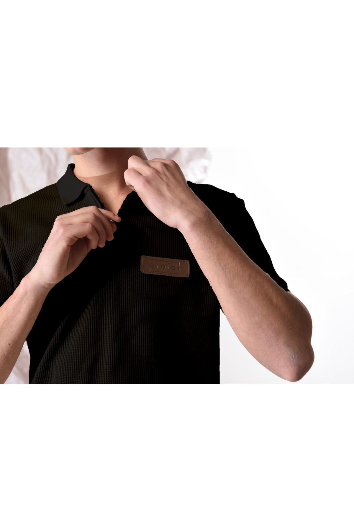 PROLET Fermuarlı Erkek Waffle Polo T-Shirt