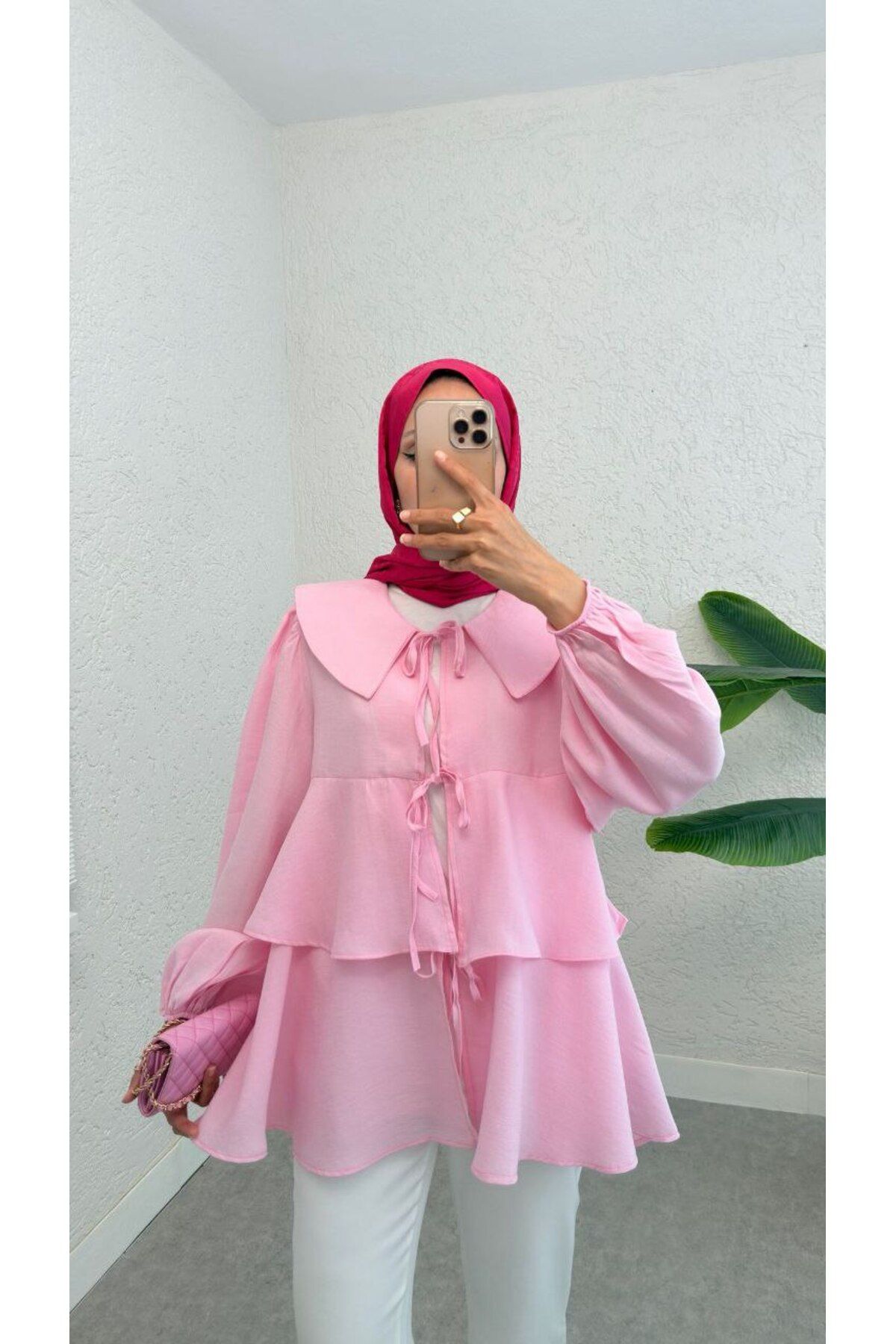 Castivo Fashion Düğüm Detaylı Fırfırlı Bluz