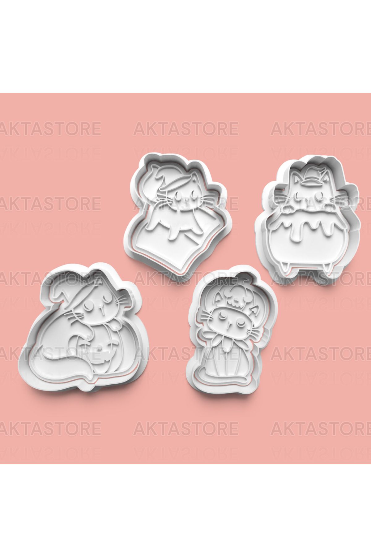 AKTASTORE Kedi Figürü Kurabiye Kalıbı 4'lü set