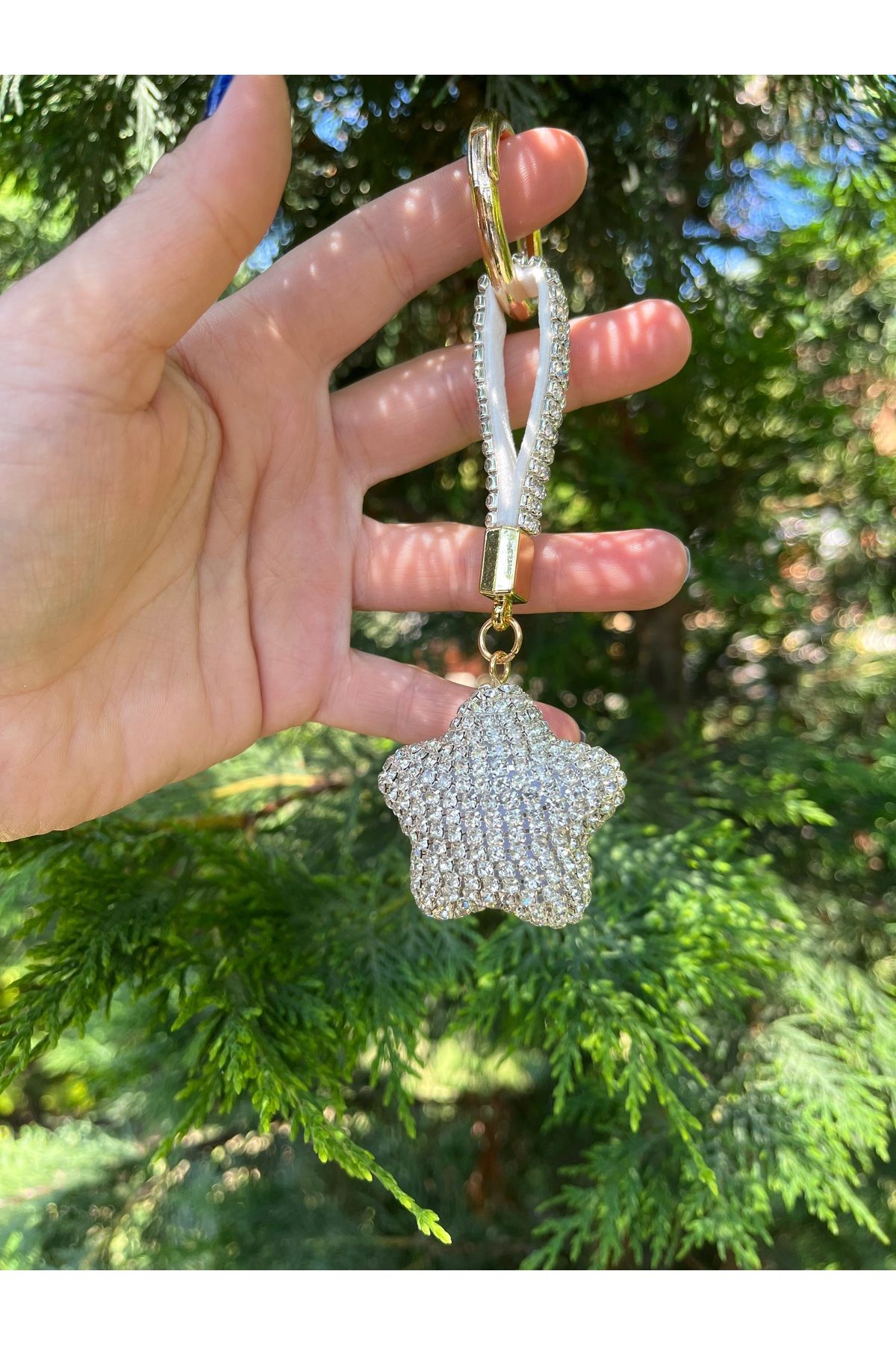 nergis collection Taşlı Yıldız Gümüş Anahtarlık Çanta Süsü Çanta Charmı