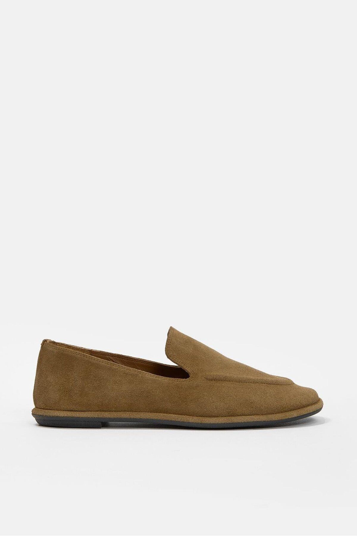 NILUFARR Moose Camel Süet Hakiki Deri Kadın Loafer