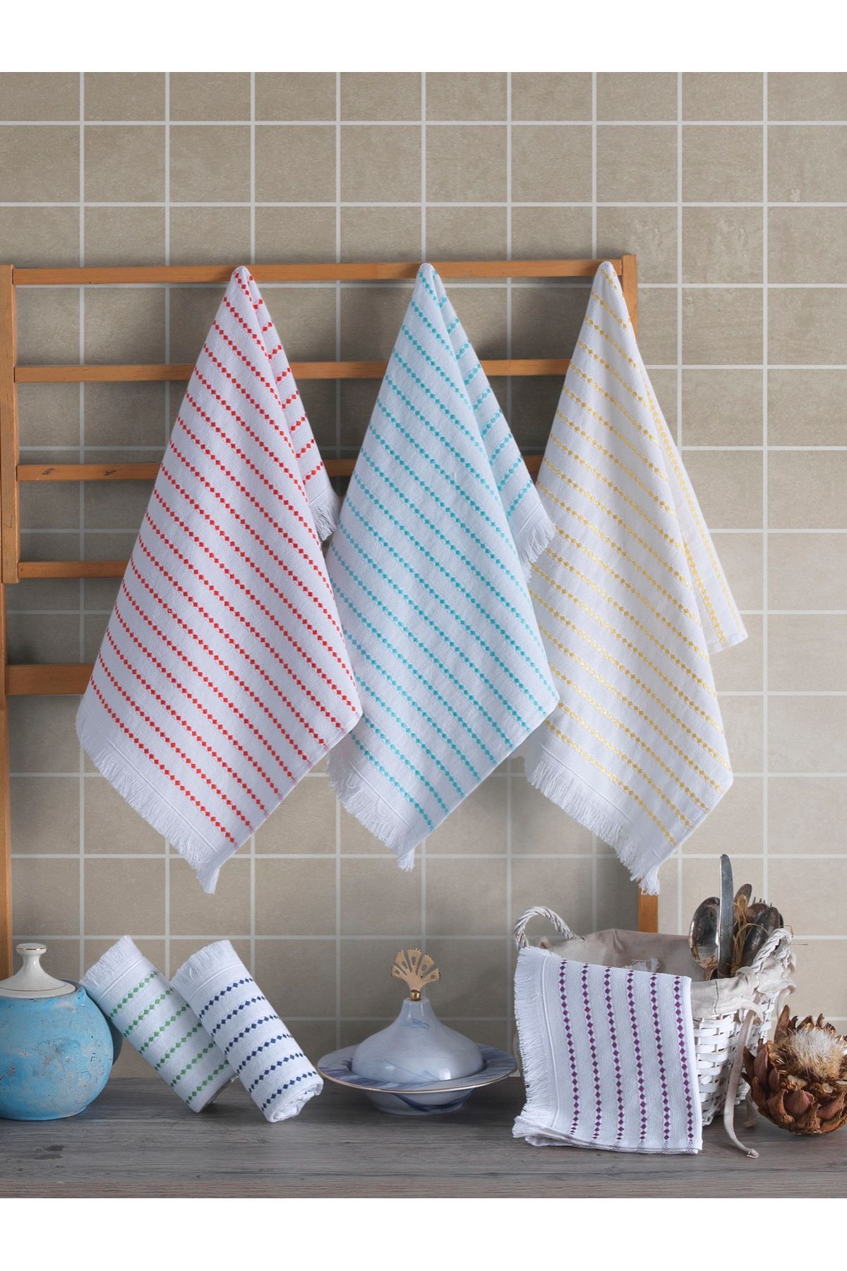 d'niss home touch of nature in your home 40*60 %100 Pamuk 6'lı Mutfak Havlusu