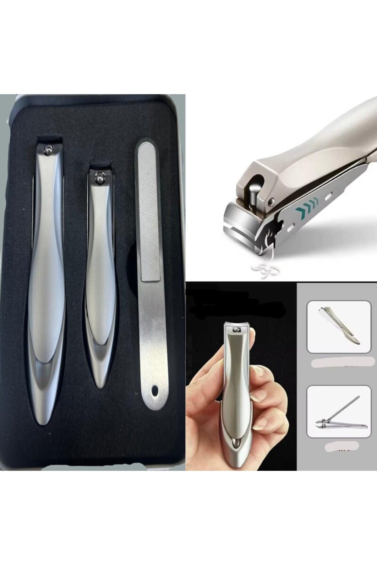 SİNKA Paslanmaz Çelik Tırnak Makası Metal Kutu 3'lü