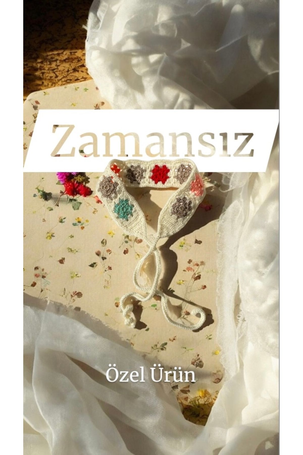 Gök Accessories El Yapımı Örgü Saç Bandı – Çiçek Motifli, Yazlık Tasarım