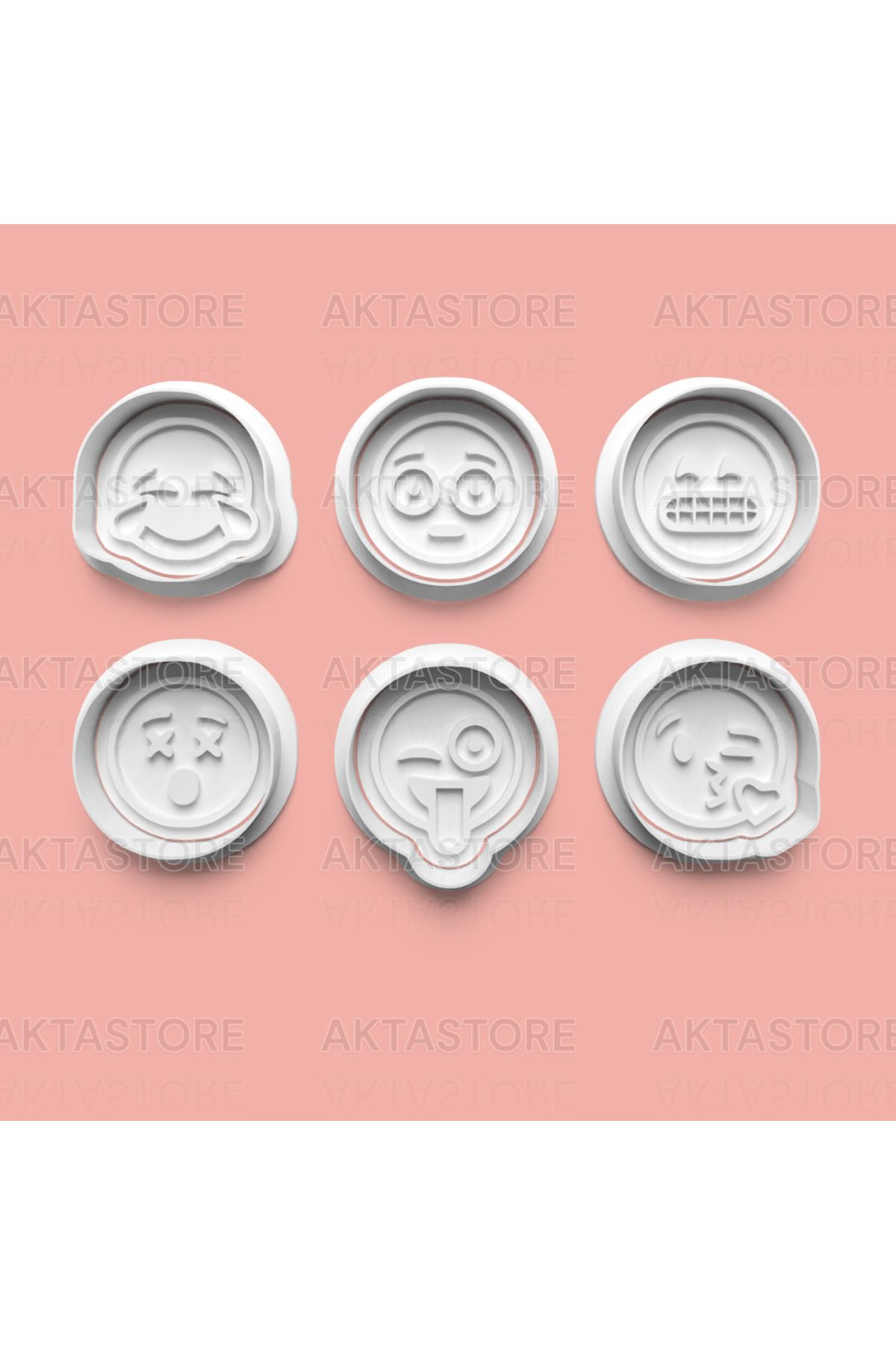 AKTASTORE Emoji - Yüz İfadeleri Kurabiye Kalıbı 6'lı set