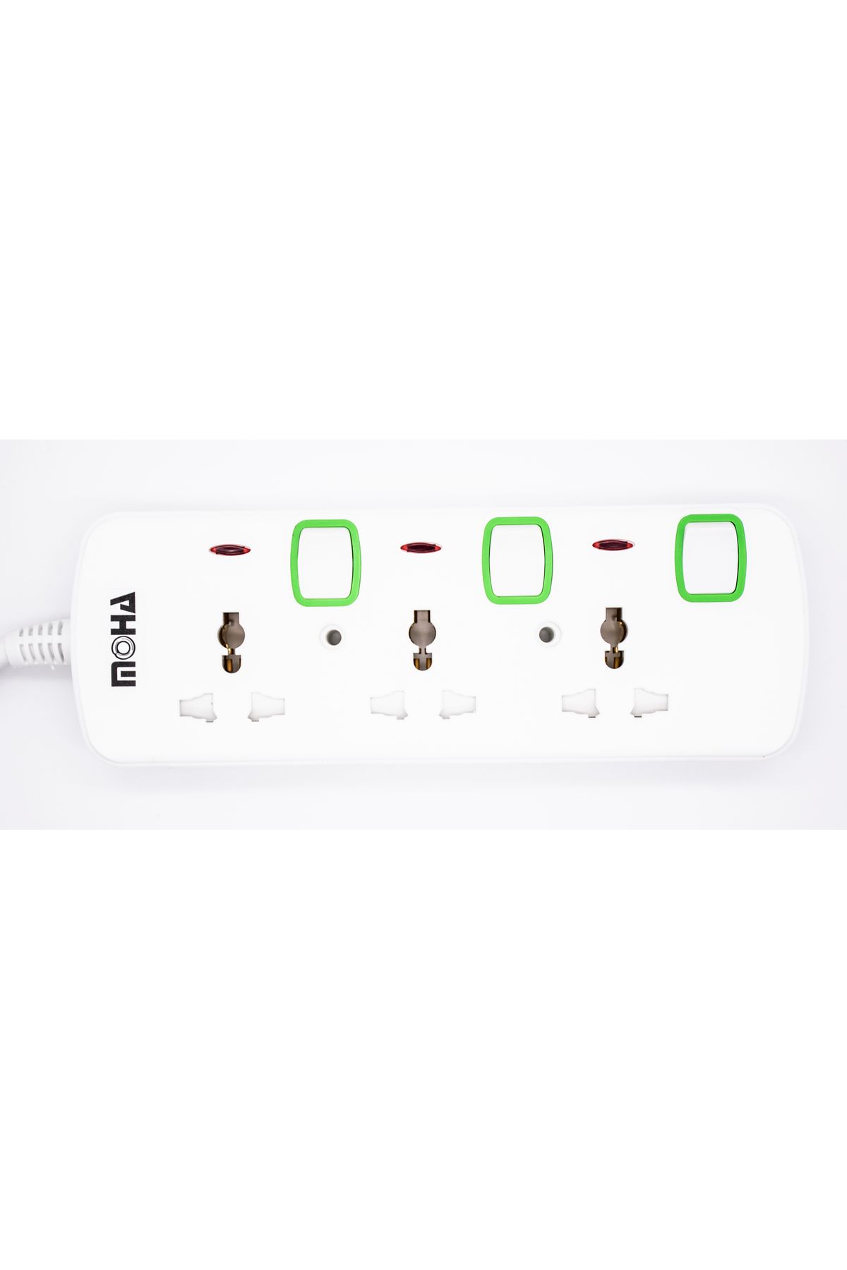 Moha-Extension 3 Way Sockets Outlet Power Strips , Universal Plug with 2M Cord, for Home, Office 3