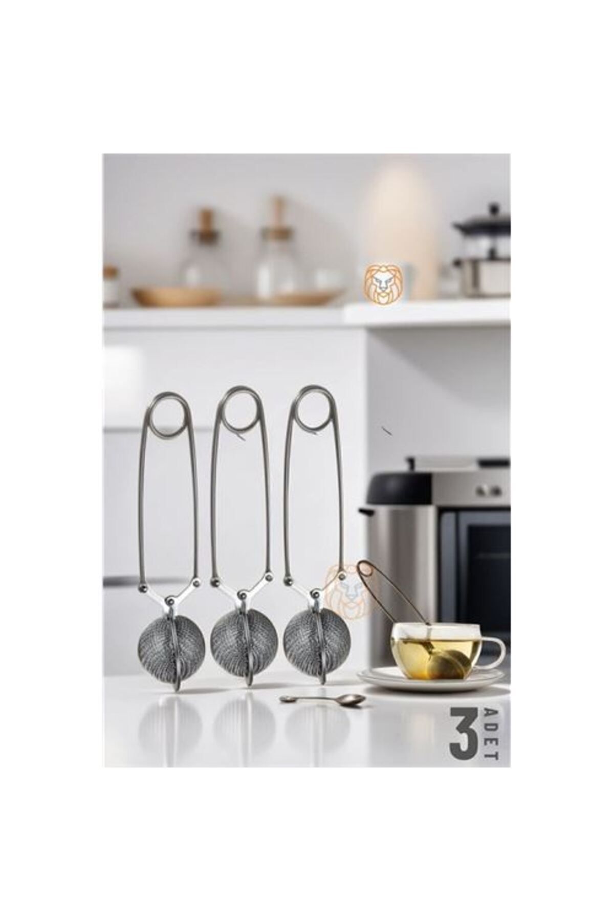 ÖYKÜ VE YİĞİT Kıskaçlı Bitki Çayı Filtresi Top Çay Demliği Çay Filtresi Maşası 3 adet