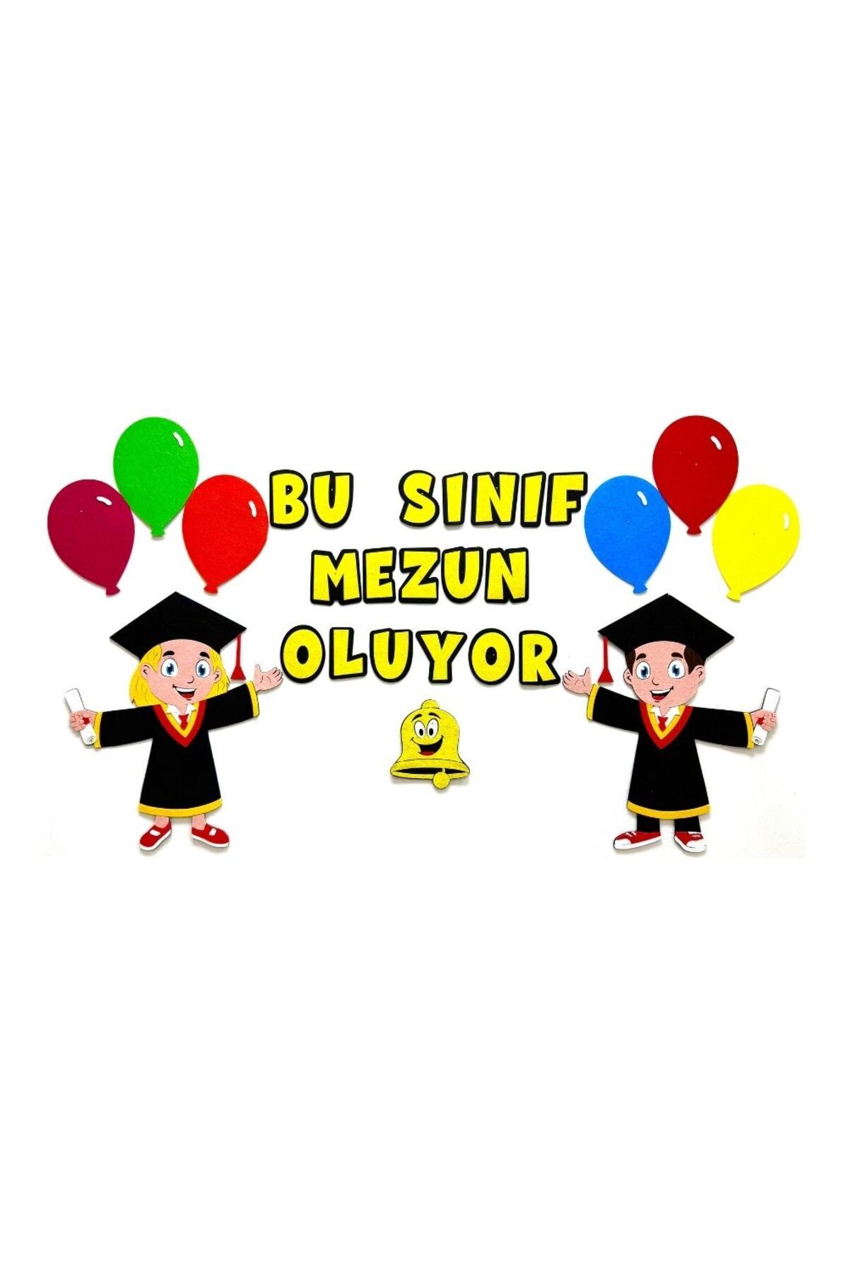 keçeli dünyam Mezun Panosu (Balonlu) (Keçe Eğitim Materyali)
