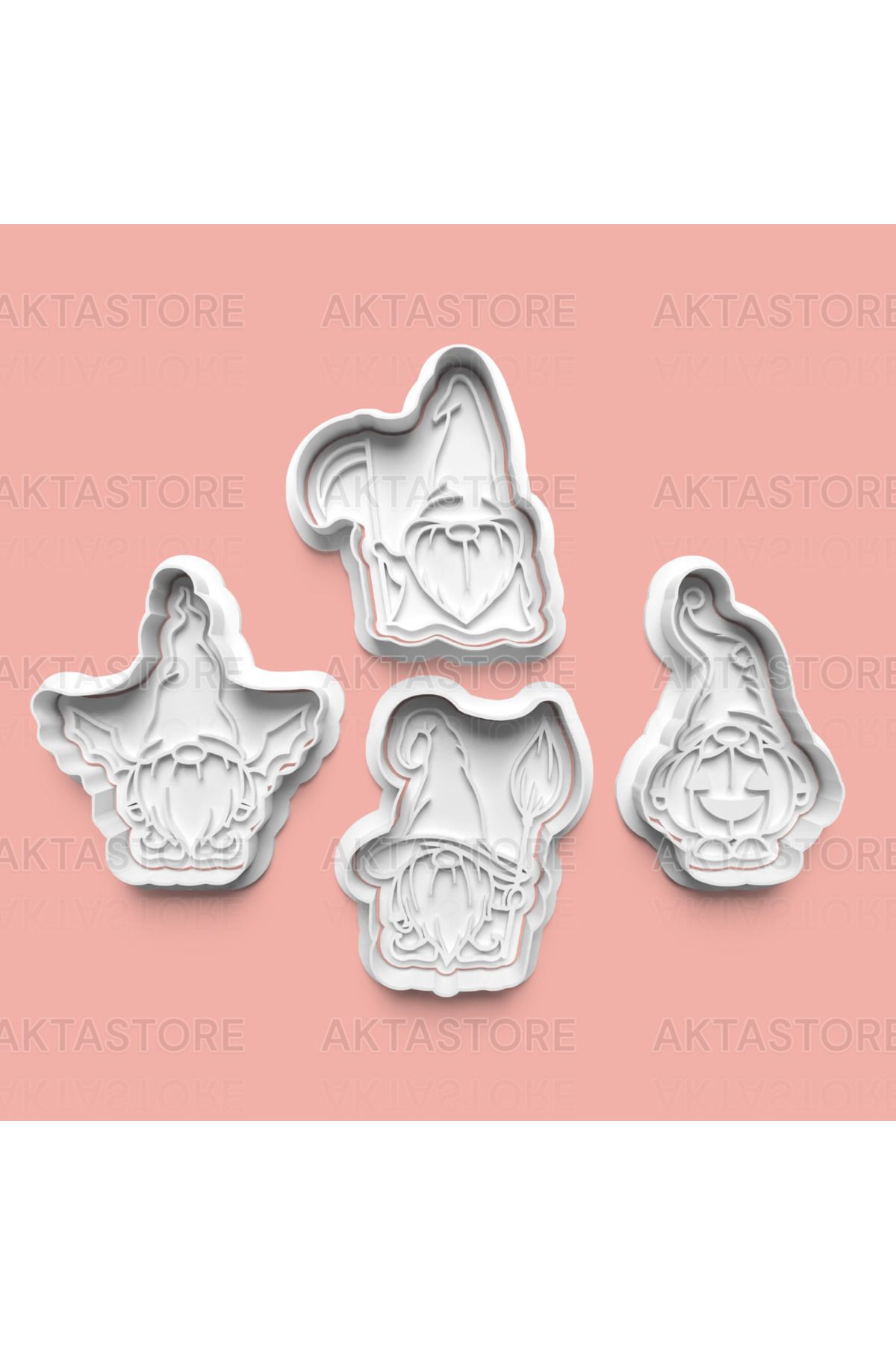 AKTASTORE Cadılar Bayramı Cüce Figürü Kurabiye Kalıbı 4'lü set