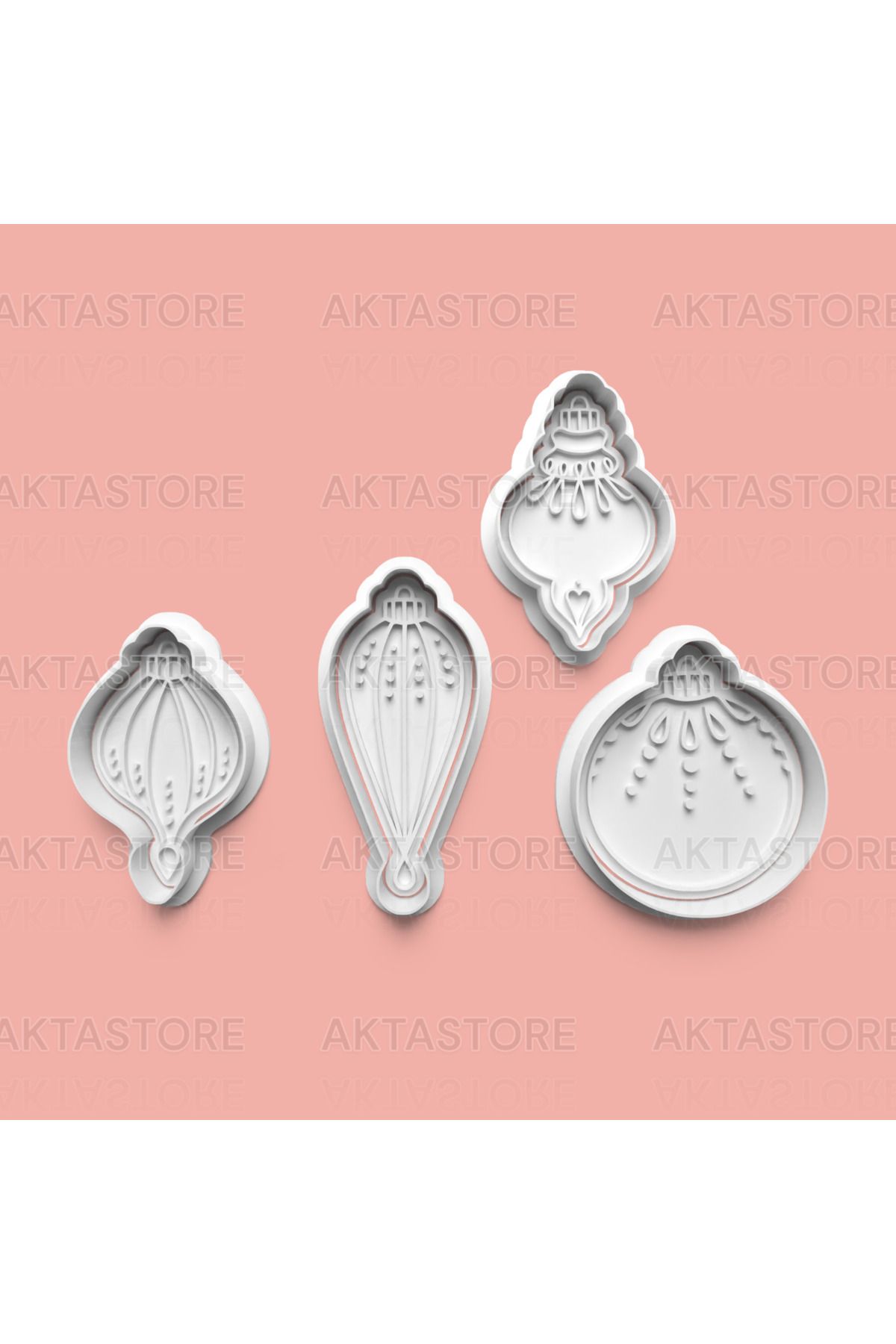 AKTASTORE Yılbaşı Süsü Kurabiye Kalıbı 4'lü set