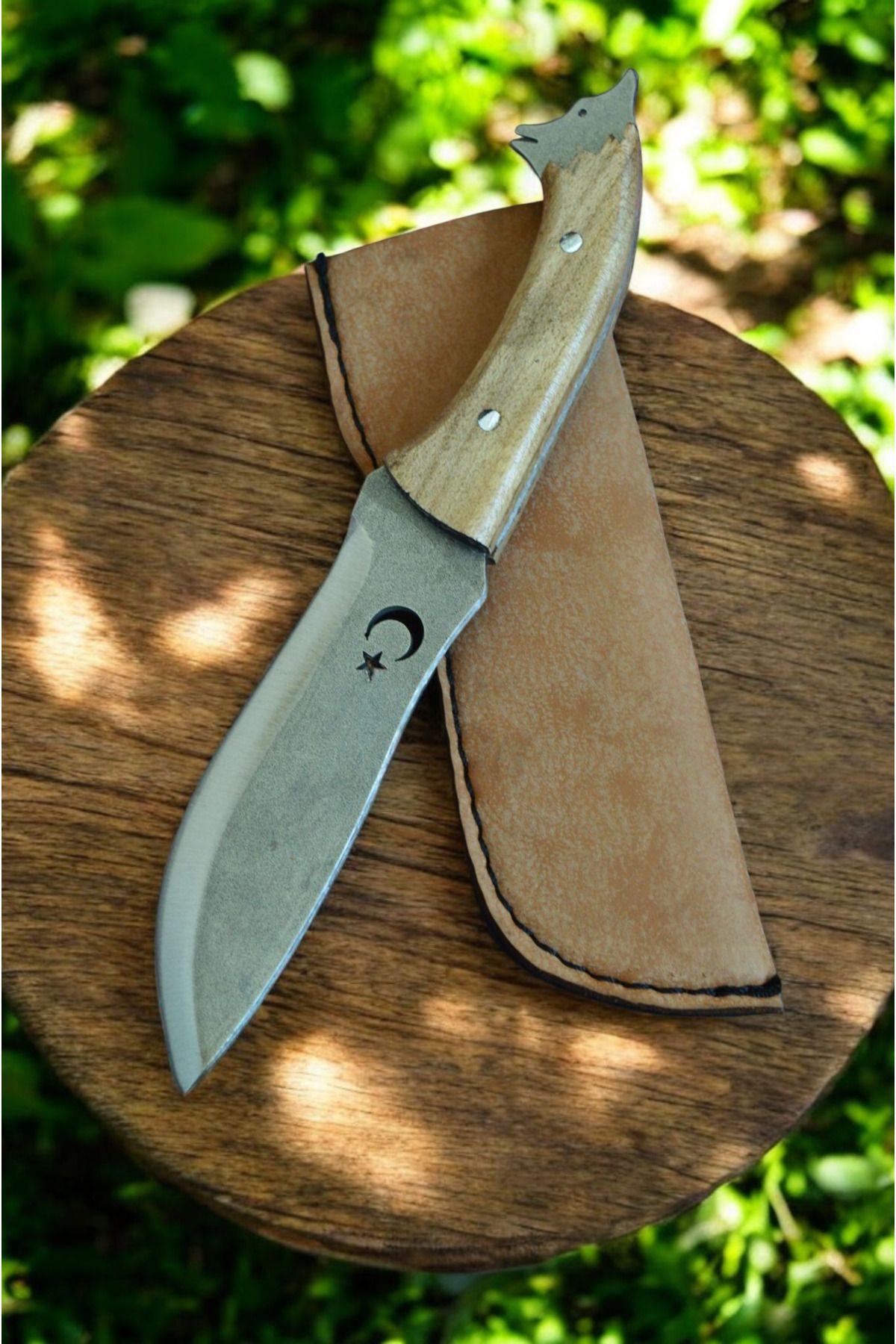 MERTCAN KNİFE 19 cm kurt başlı outdoor av ve kamp bıçağı mutfak bıçağı çakı kasap et bıçağı
