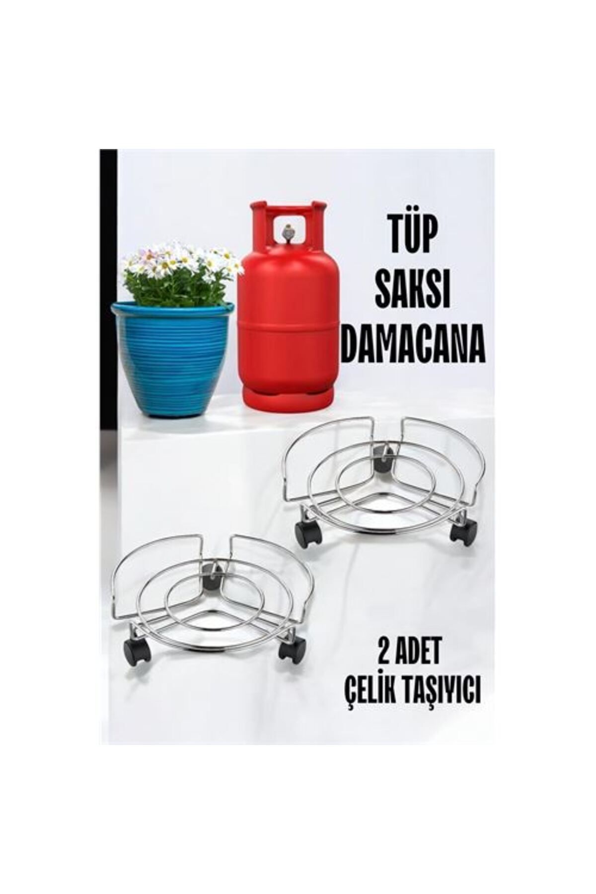 ÖYKÜ VE YİĞİT Saksı Tüp Damacana Altlığı Tekerlekli Taşıyıcı 2 ADET