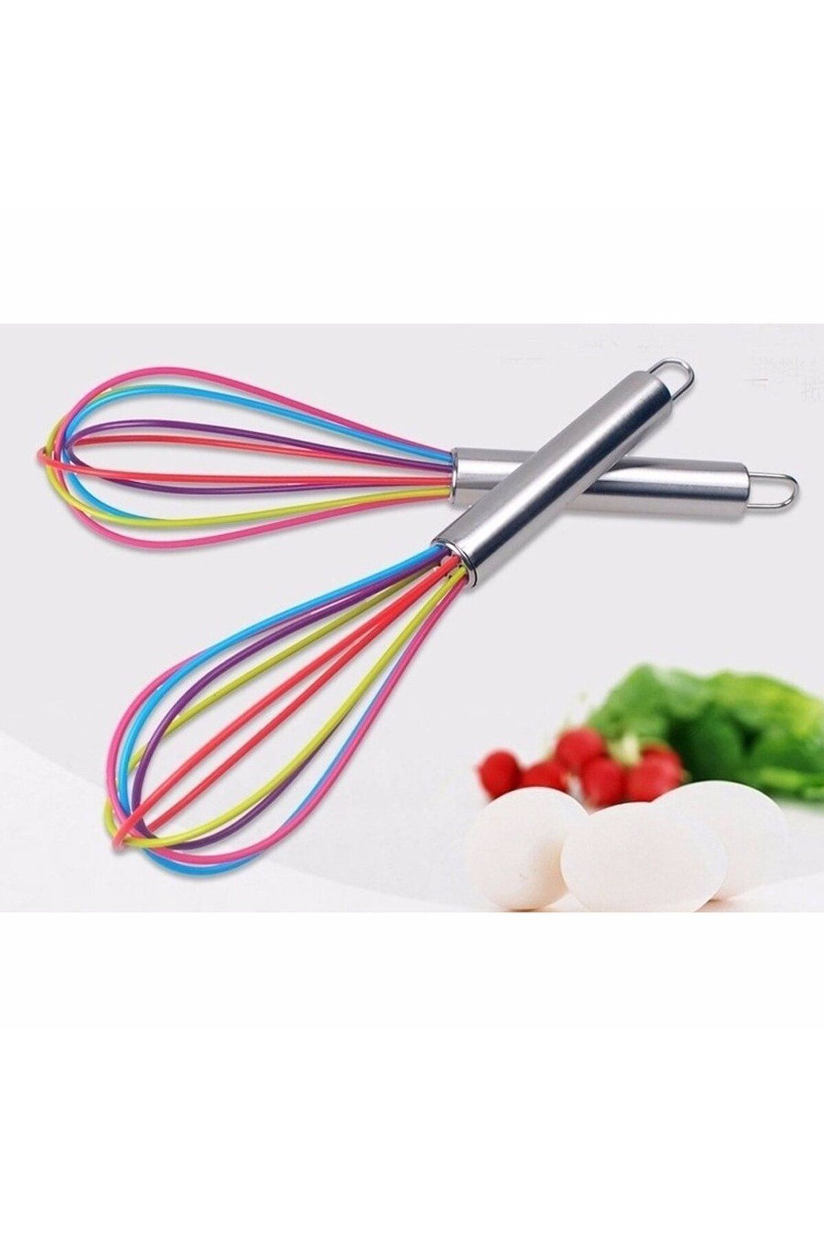 MR RZN STORE Silikon Çırpıcı Metal Saplı Renkli Çırpma Teli