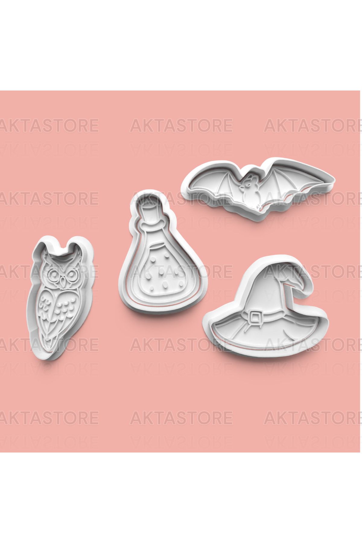AKTASTORE Cadılar Bayramı Figürü Kurabiye Kalıbı 4'lü set