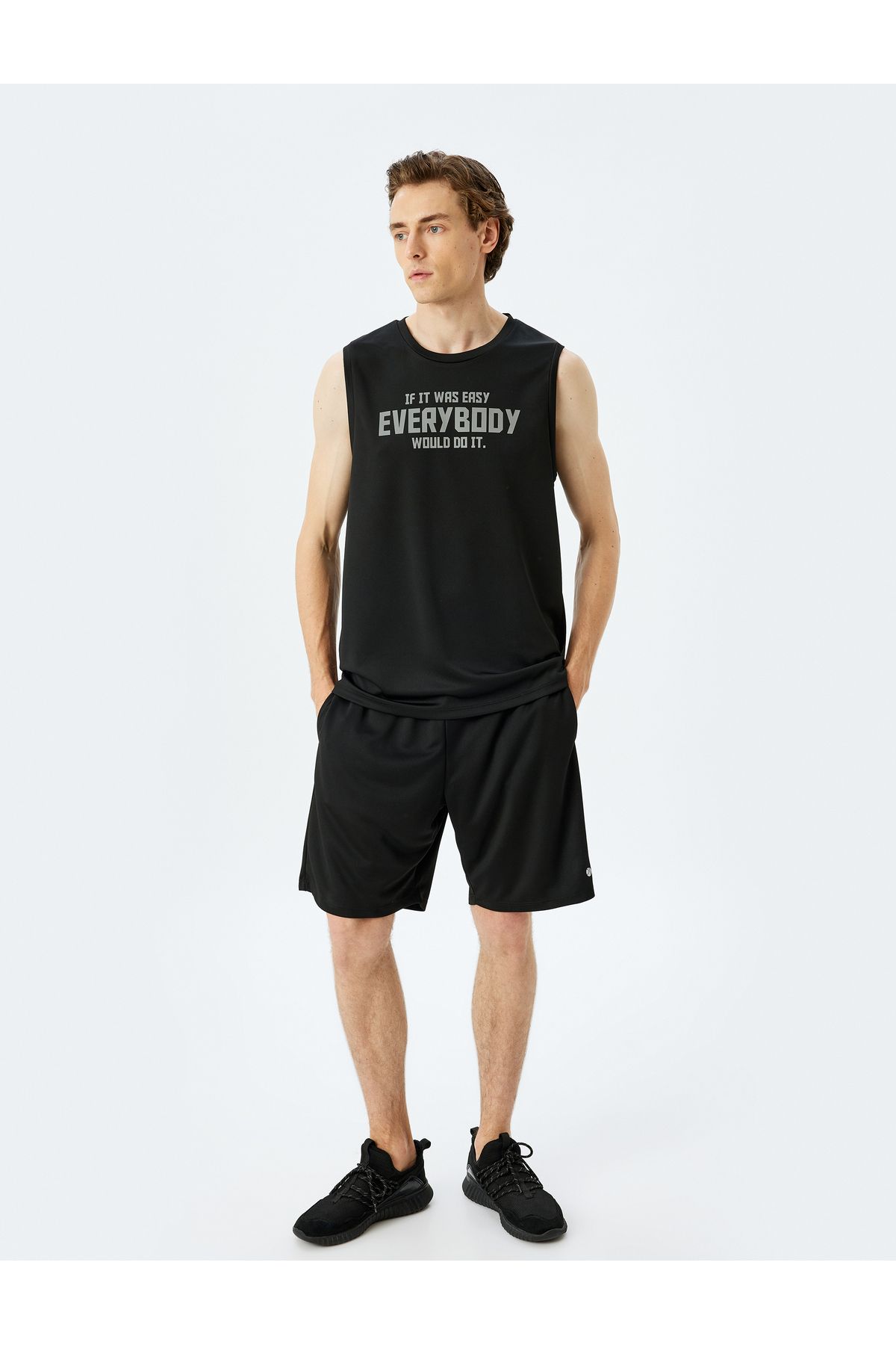 Koton-Crew Neck Sleeveless Slogan Printed Sports Singlet 2