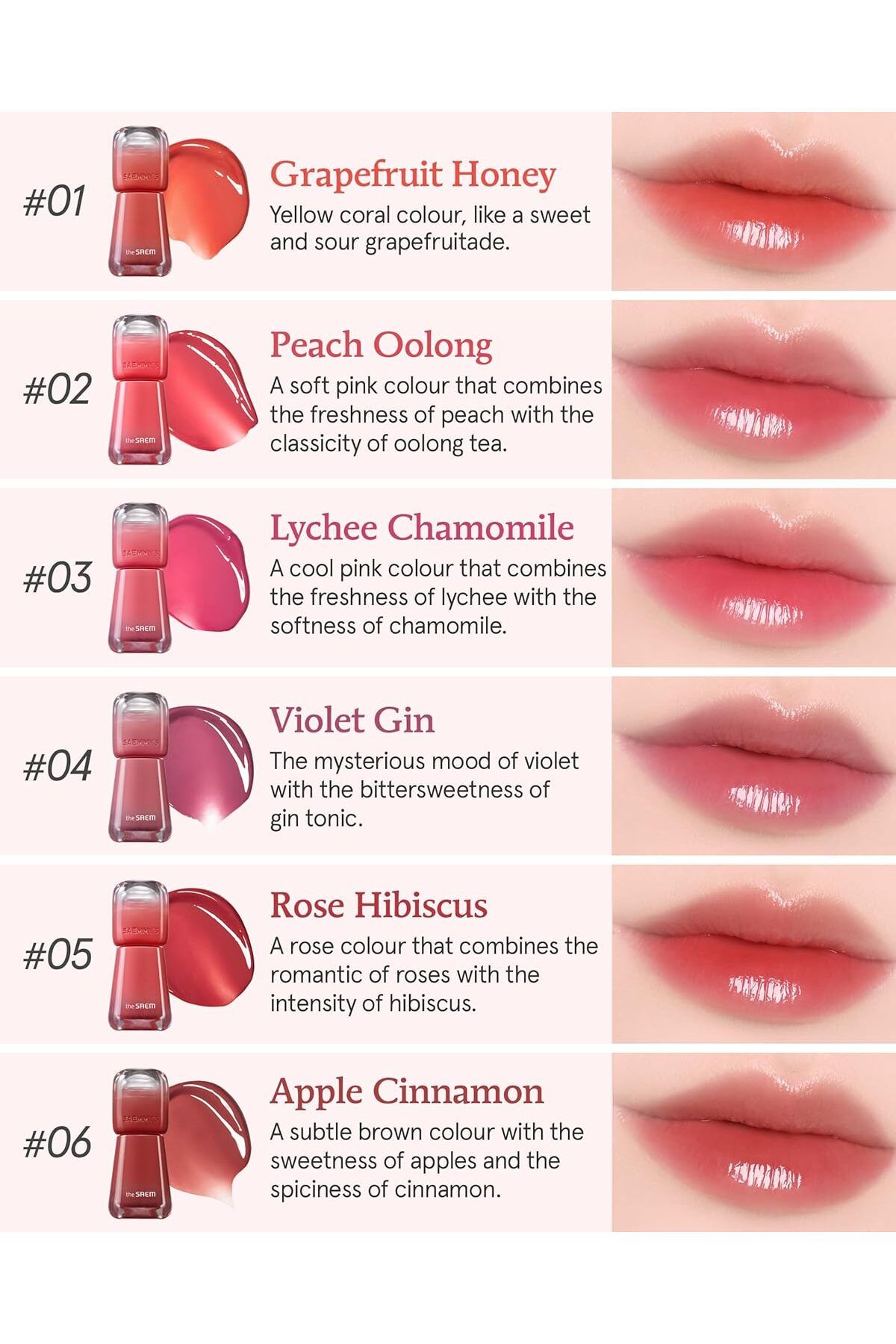 THE SAEM-Lip gloss, The Saem, Saemmy's Ade Shot Tint, 3.2g #03 Lychee Chamomile 7