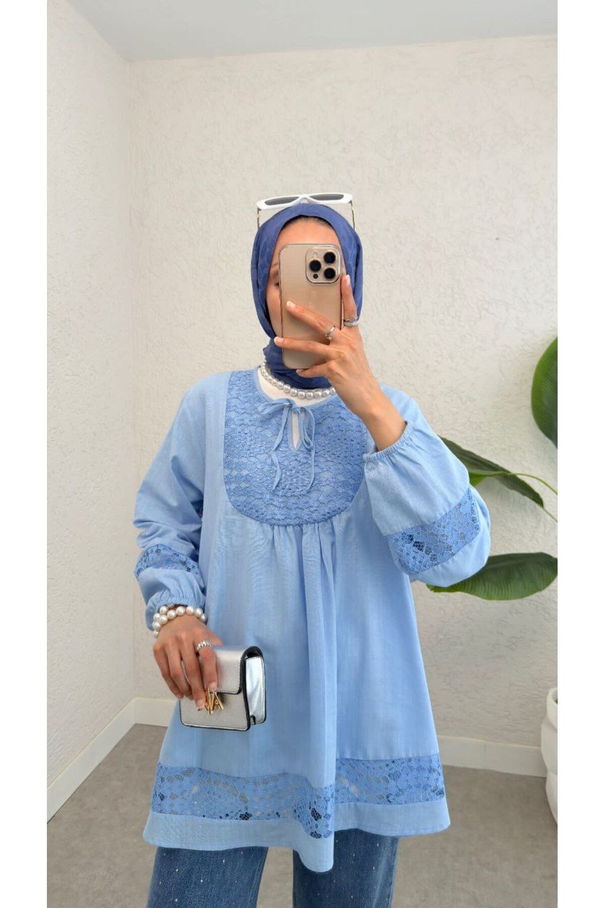 Castivo Fashion Dantel Detaylı Fırfırlı Salaş gömlek