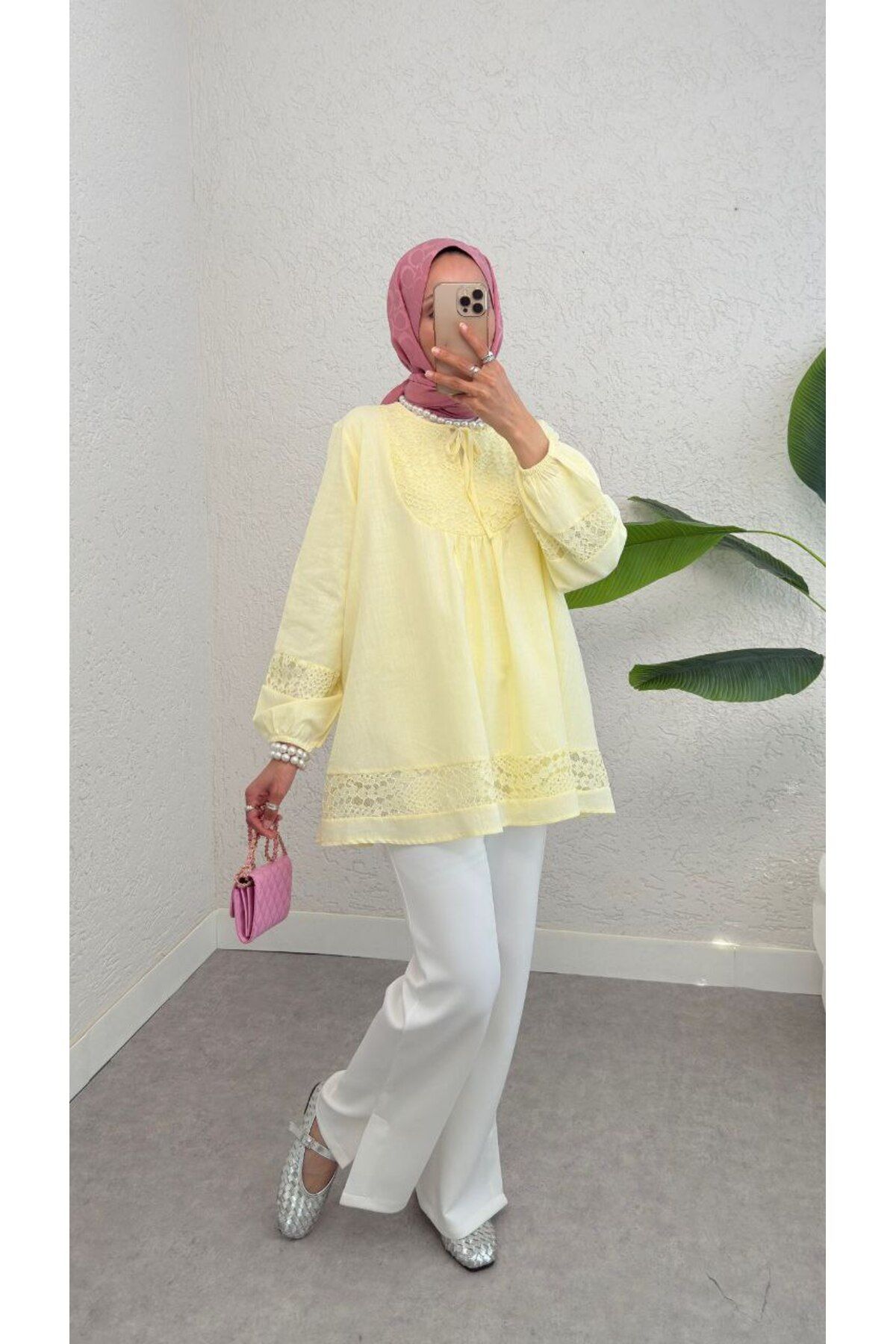 Castivo Fashion Dantel Detaylı Fırfırlı Salaş gömlek