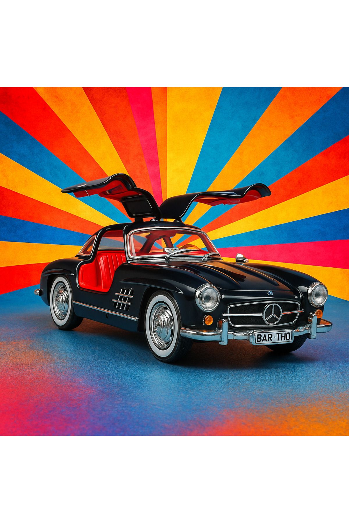 Art Tone BVM SÜRTMELİ METAL ARABA CZ174B KLASİK MERCEDES DİE CAST AÇILIR KAPI SESLİ PİLLİ 1:24 6+