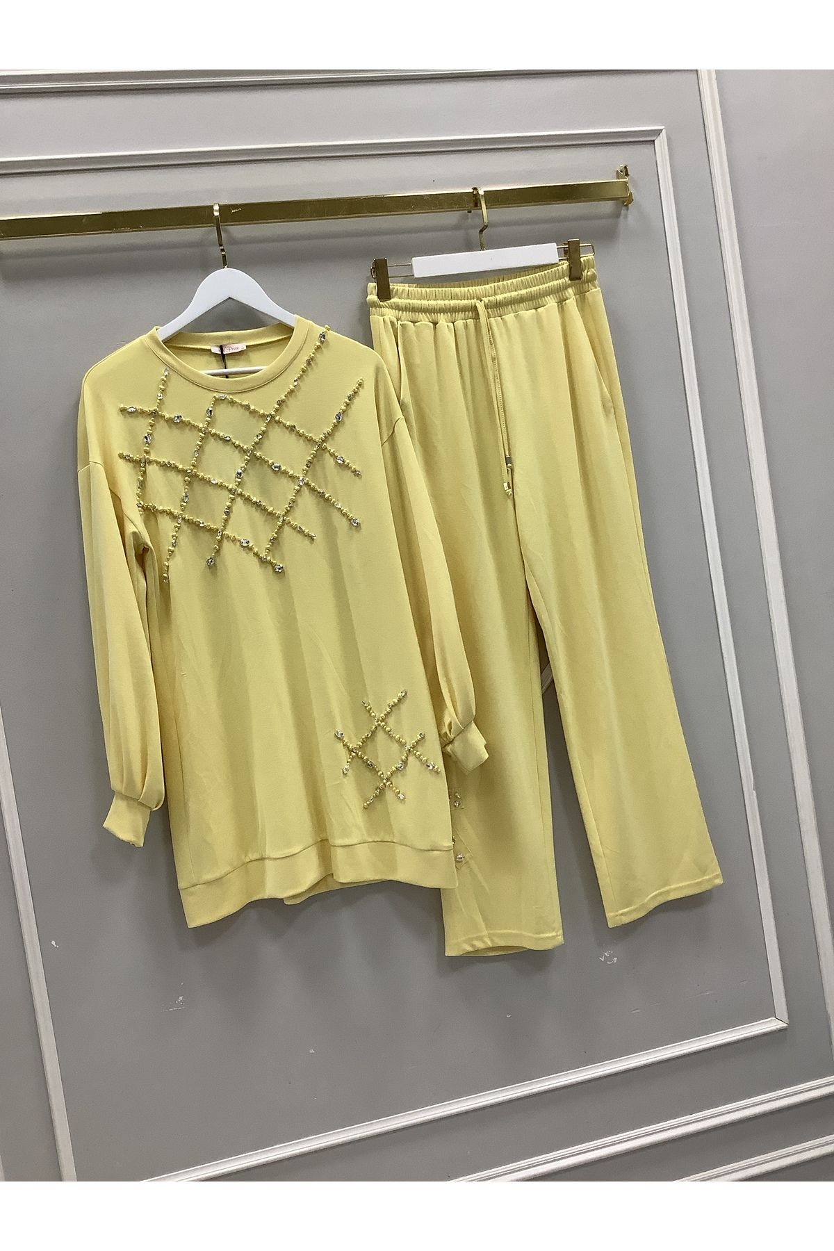 NPRIVE Taş Detaylı Pantolonlu Takım