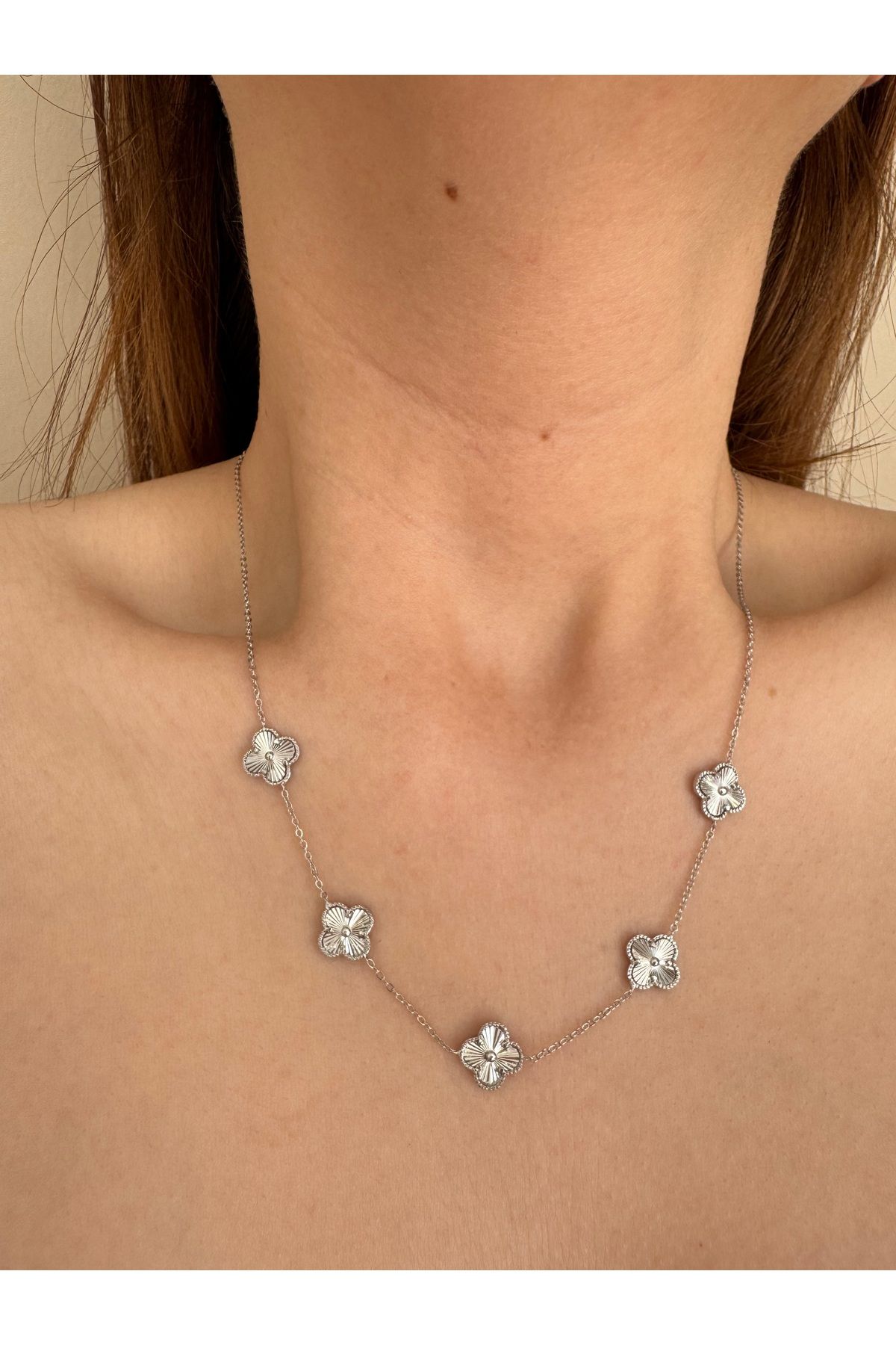 Petra Jeweils flora silver çoklu çelik kolye