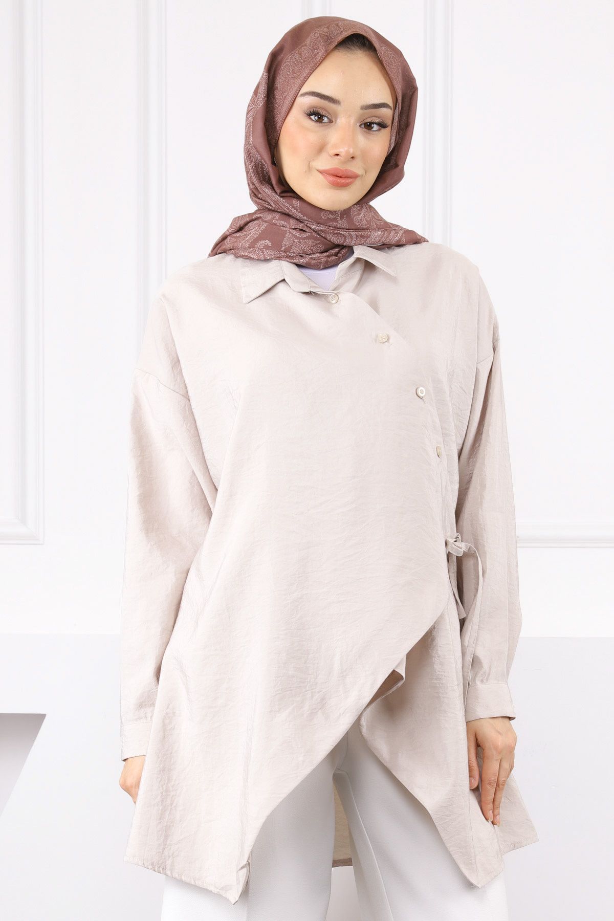 İmajButik Taş Yandan Bağlamalı Modal Tunik