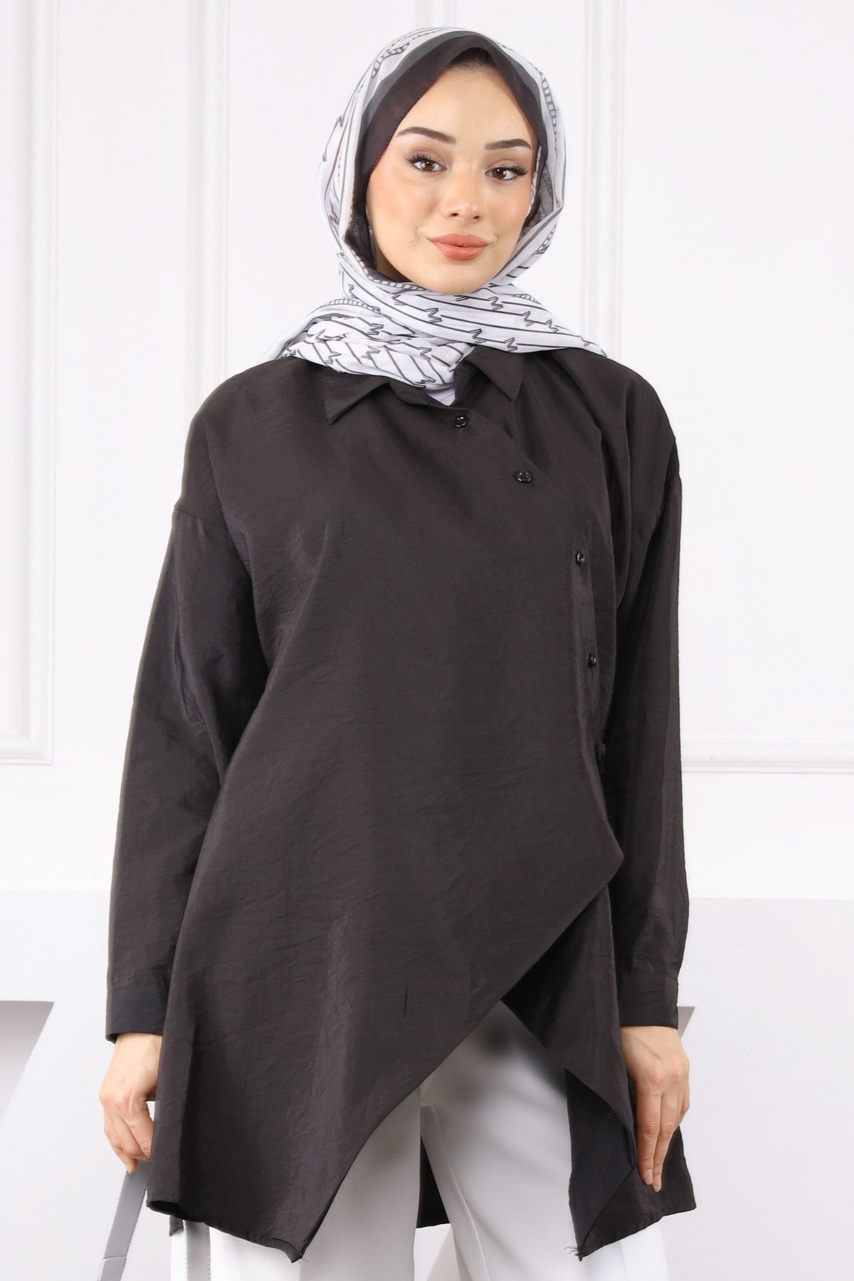 İmajButik Siyah Yandan Bağlamalı Modal Tunik