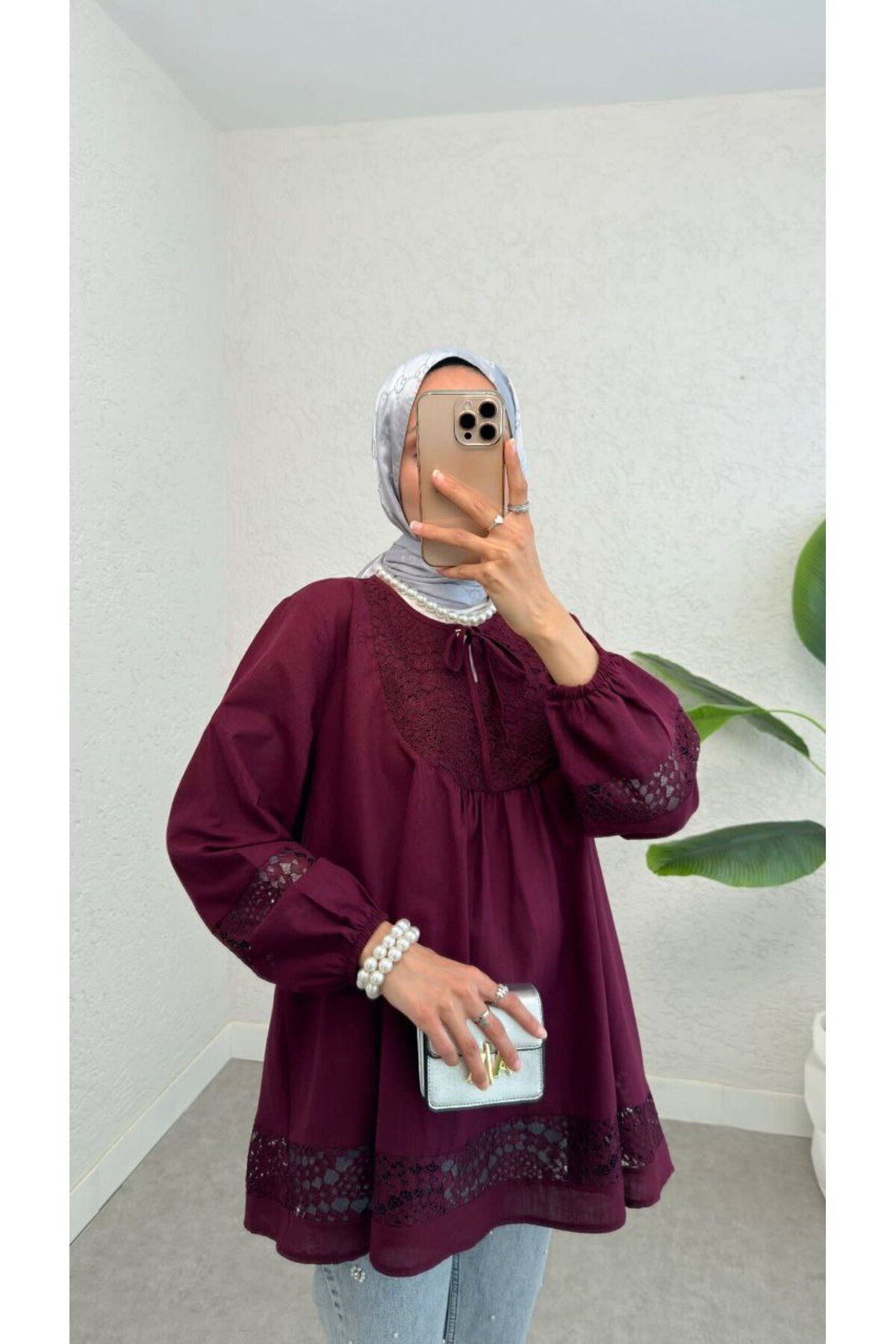 Castivo Fashion Dantel Detaylı Fırfırlı Salaş gömlek