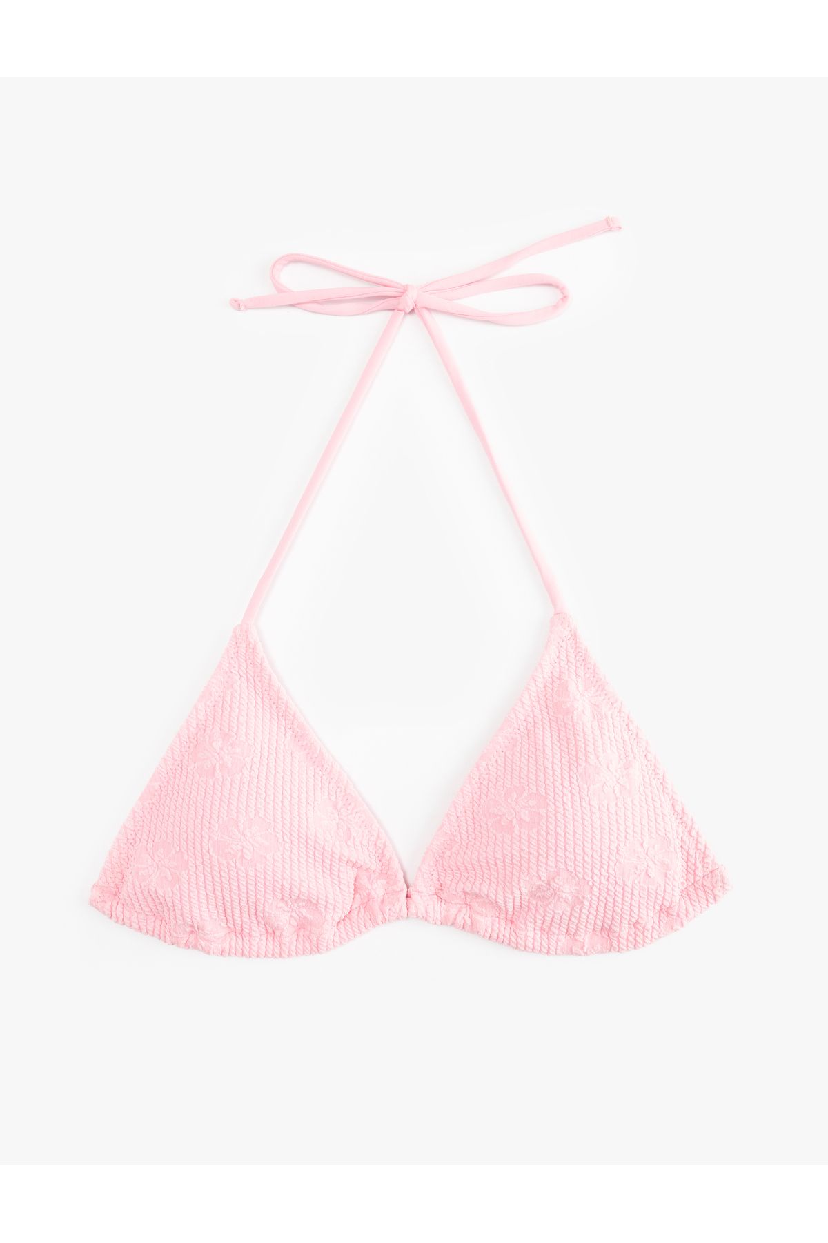 Koton Fitilli Floral Dokulu Boyundan Bağlamalı Üçgen Bikini Üstü