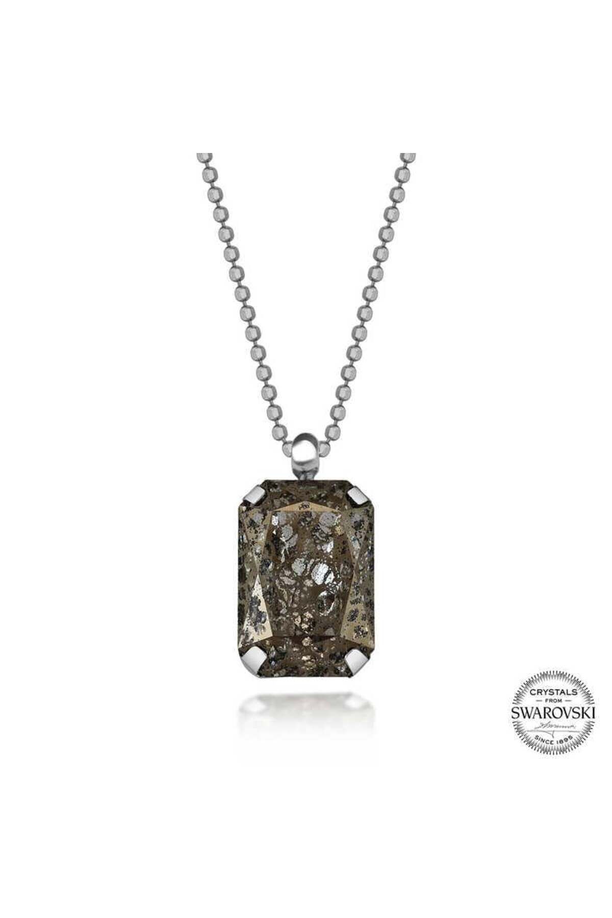 Gumush Crystal Taşlı Top Zincir Gümüş Kadın Kolye