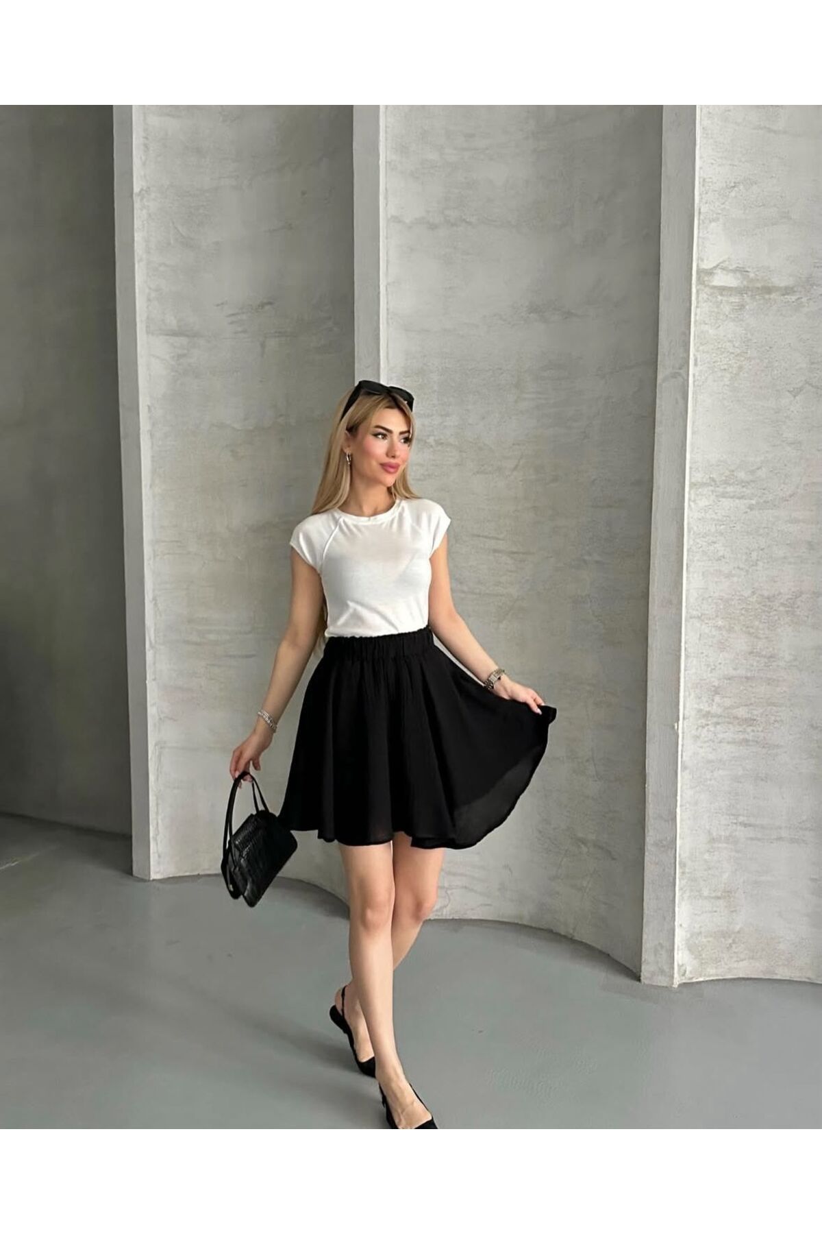 Butik Yüksek Bel Müslin Etek