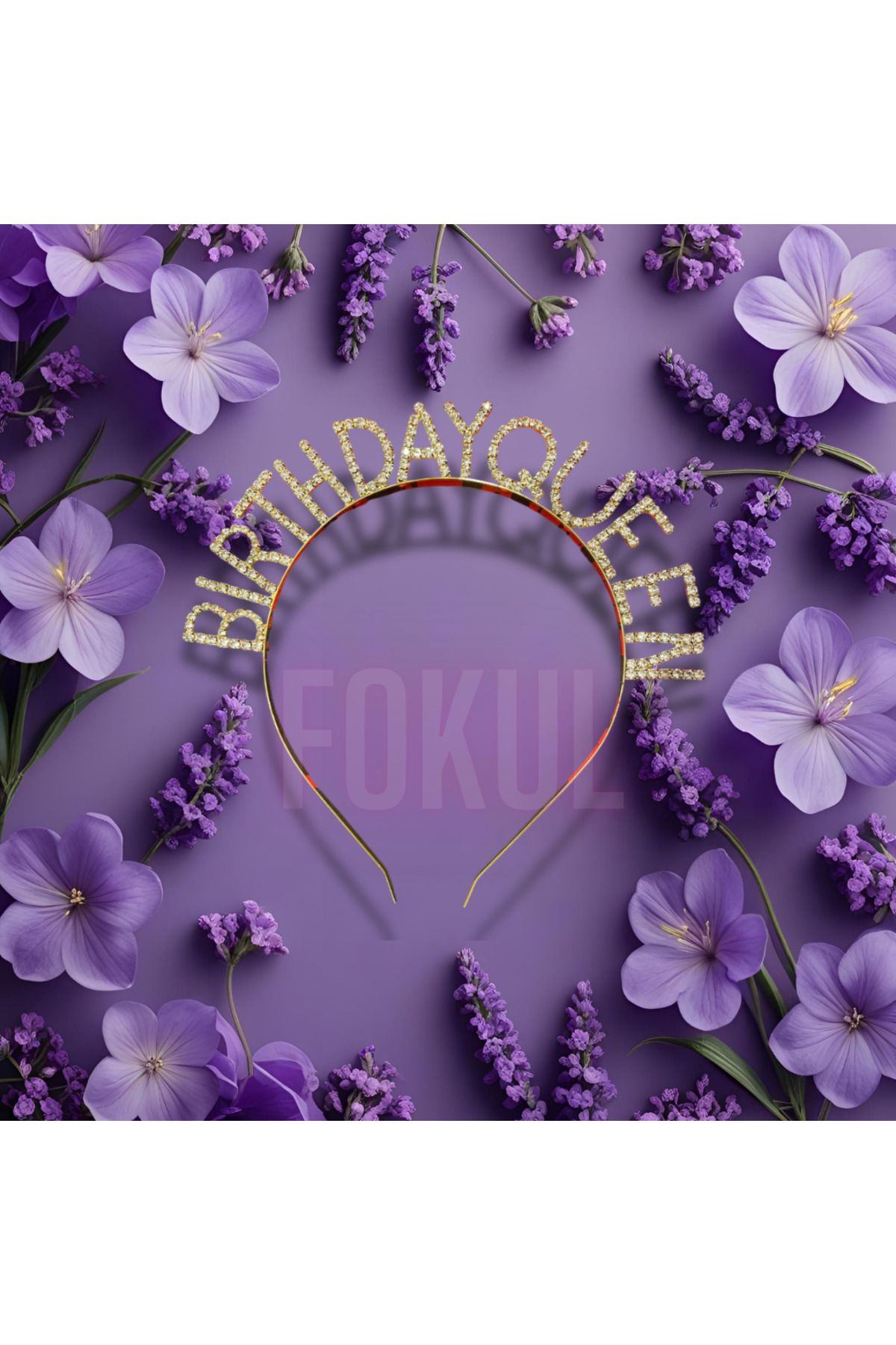 FOKUL Birthday Queen Taşlı Doğum Günü Tacı Birthday Queen Doğum Günü Parti Tacı