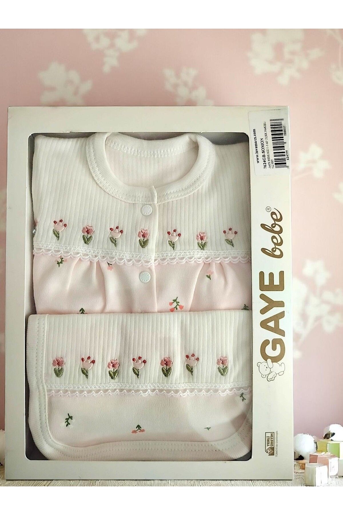 MİLAYS LİFE HOME COLLECTİON KIZ BEBEK GAYE ÇİÇEK NAKIŞLI 0-3 AY 5 Lİ SET %100 PAMUKTAN