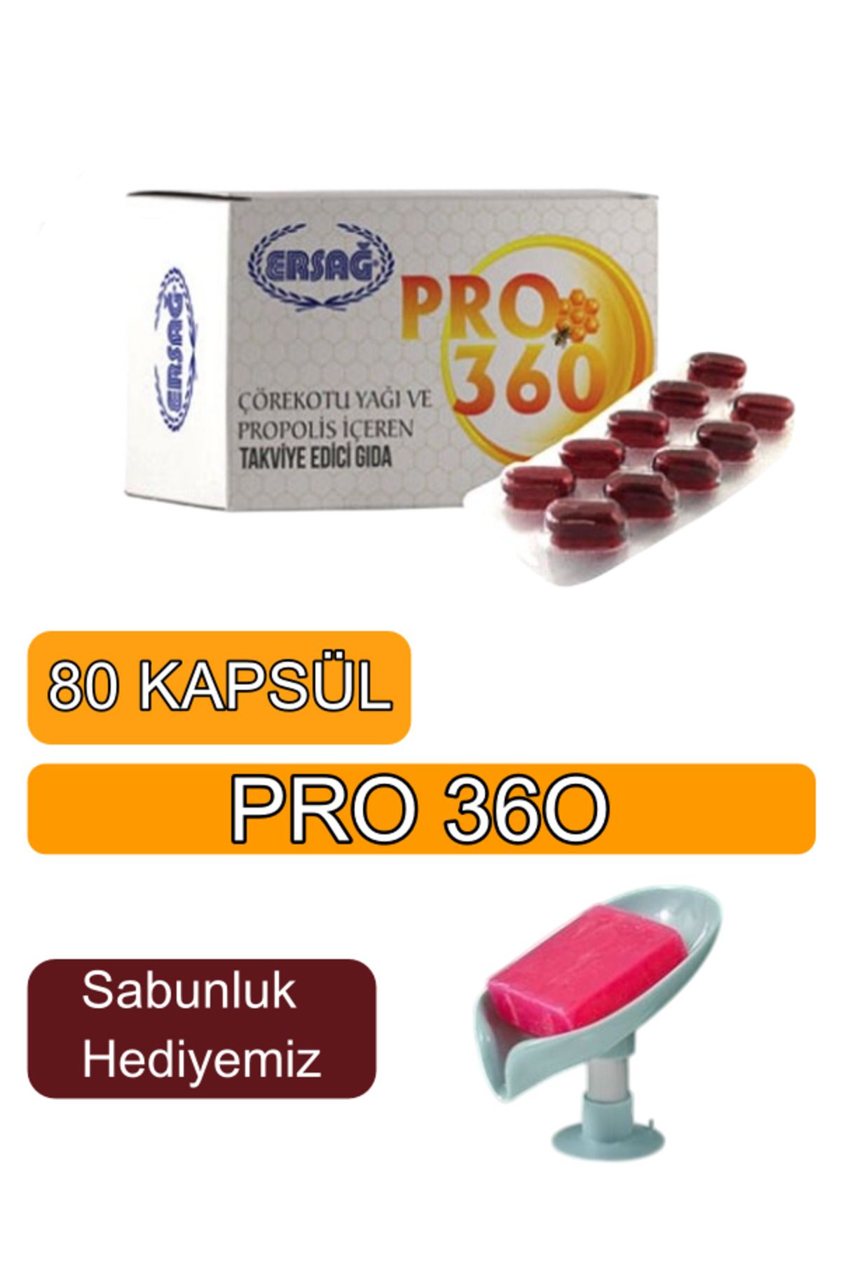 Ersağ Pro 360 ,propolis Ve Çörekotu Yağı Içeren Gıda Takviyesi - ( Sabunluk Hediyemiz ) 2052-66