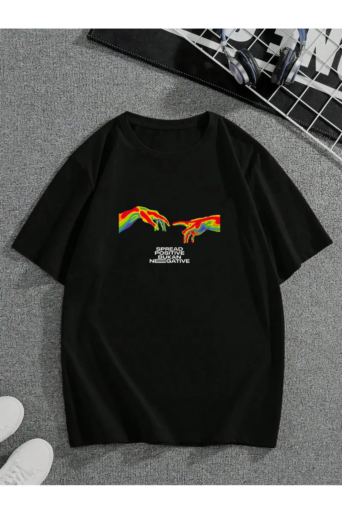 MODA Unisex Oversize Kalıp Spread Negative Baskılı T-Shirt