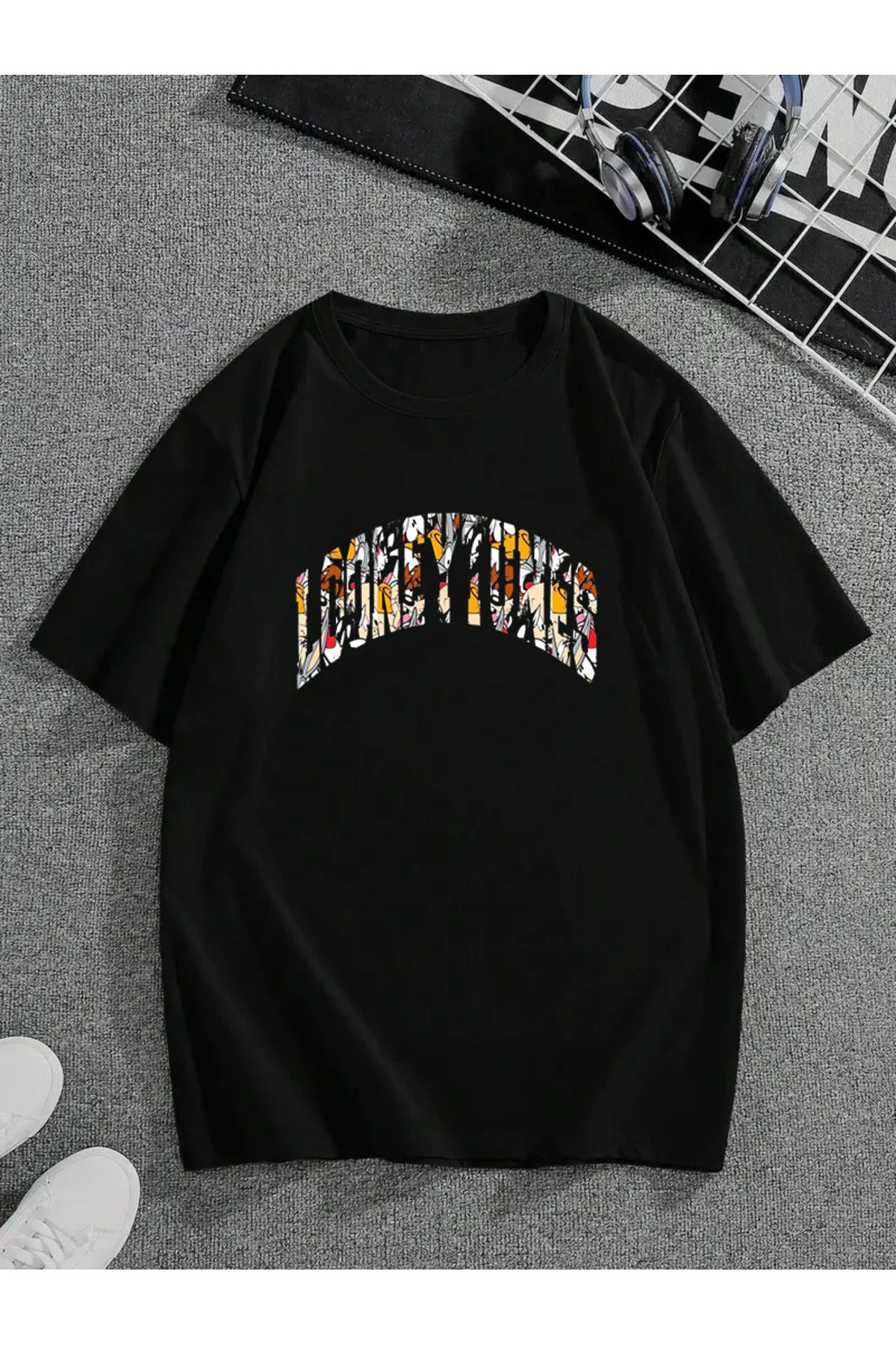MODA Unisex Oversize Kalıp Looney Tunes Baskılı T-Shirt