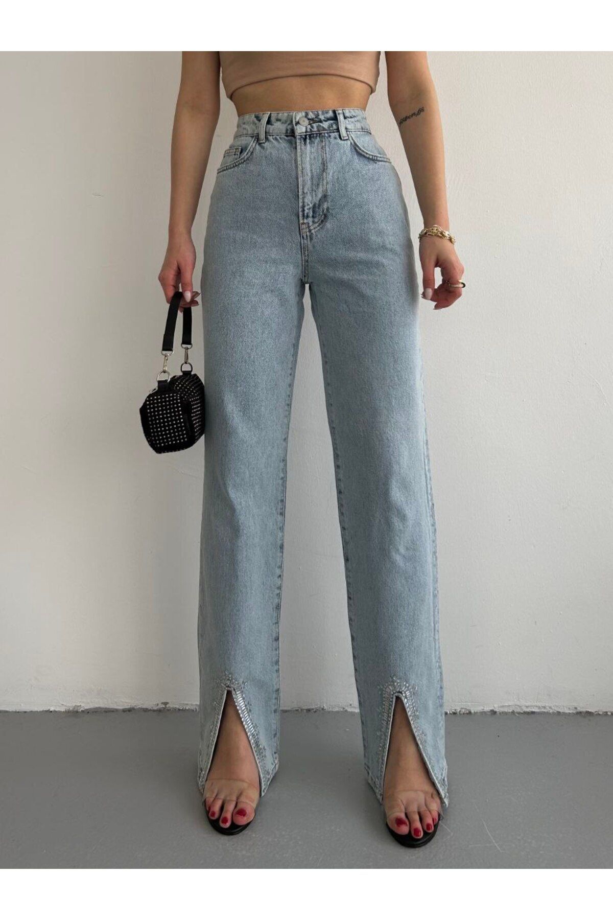 DENİKK TREND ÖZEL TASARIM BOL PAÇA RAHAT KALIP DENİM JEAN PALAZO BAGGY PANTOLON 30