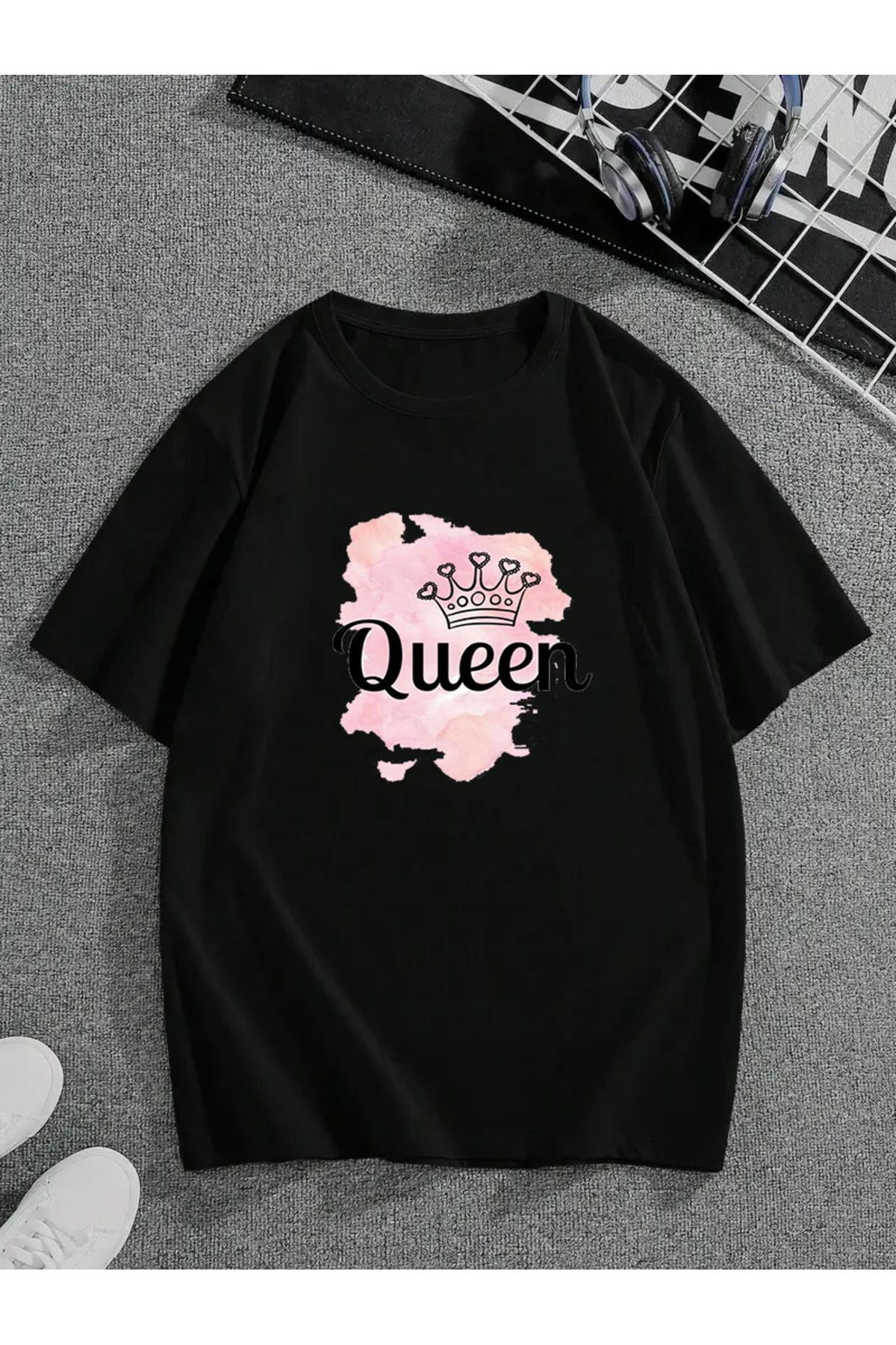 MODA Unisex Oversize Kalıp Queen Baskılı T-Shirt