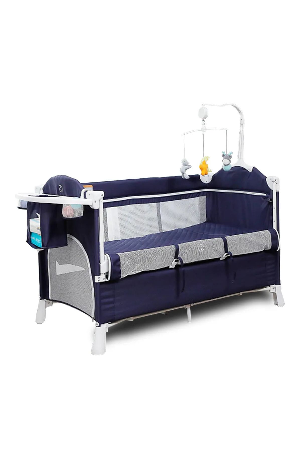 TEKNUM 4'ü 1 Arada Yan Beşik Co-Sleeper Navy Blue Katlanabilir Beşik, Oyun Alanı, Taşınabilir