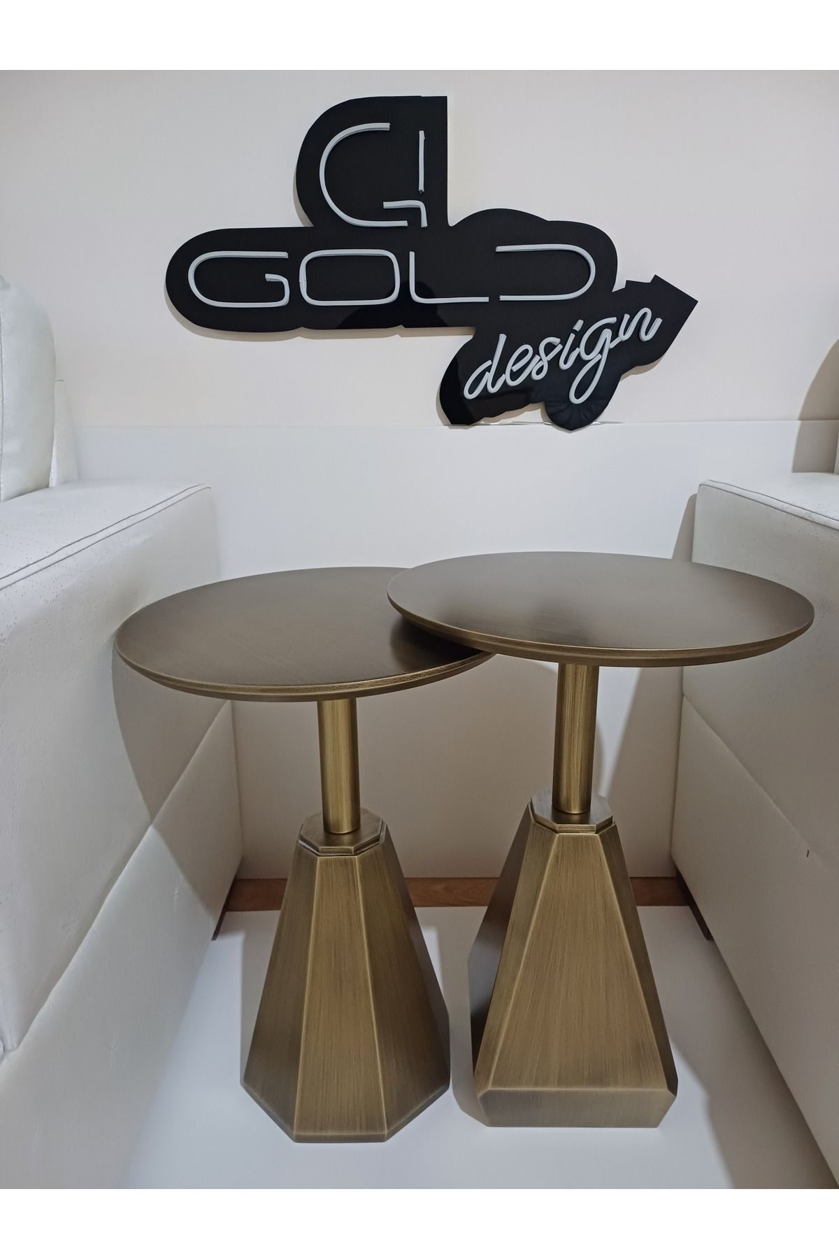 Gold Design Antik eskitme ZİRVE-PERA kombinasyonu ikili takım yan sehpa zigon