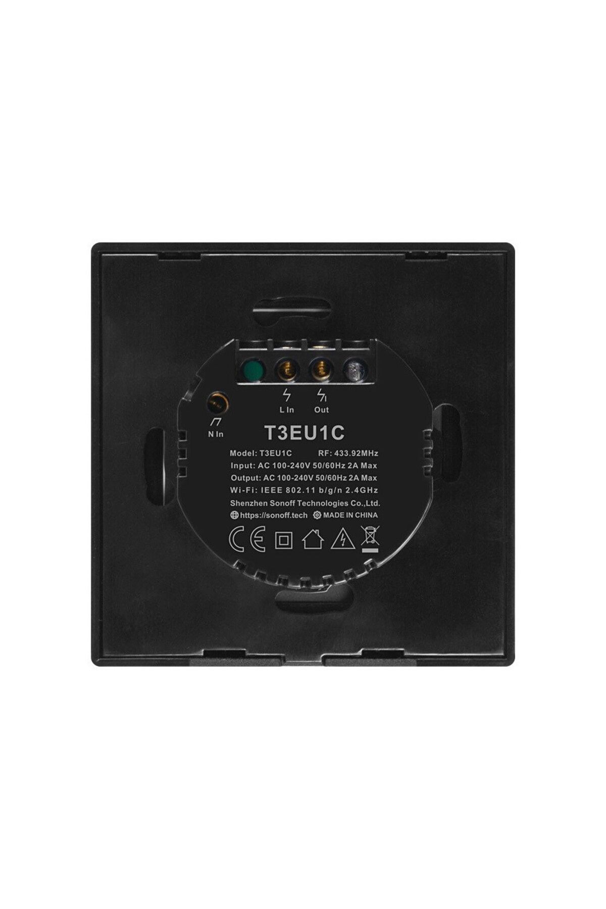 Sonoff-Simple smart switch, black tempered glass, can mount, Alexa and Google Assistant compatible, Sonoff 2