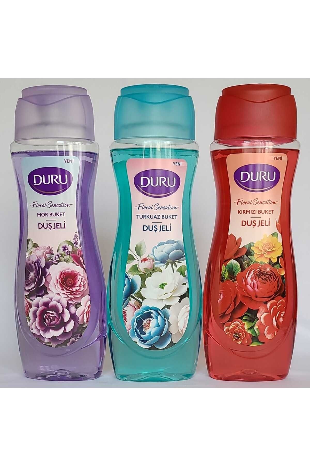 Duru FLORAL SENSATION Duş Jeli Seti 3 Adet X 650 ml (Mor + Turkuaz + Kırmızı)