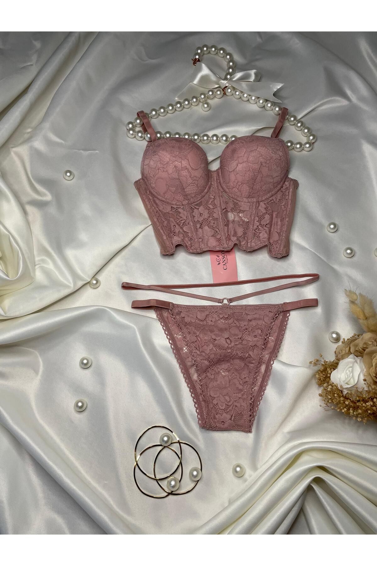 AYSEMİN TEKSTİL PREMİUM DANTELLİ KORSE BRALET SÜTYEN TAKIMI