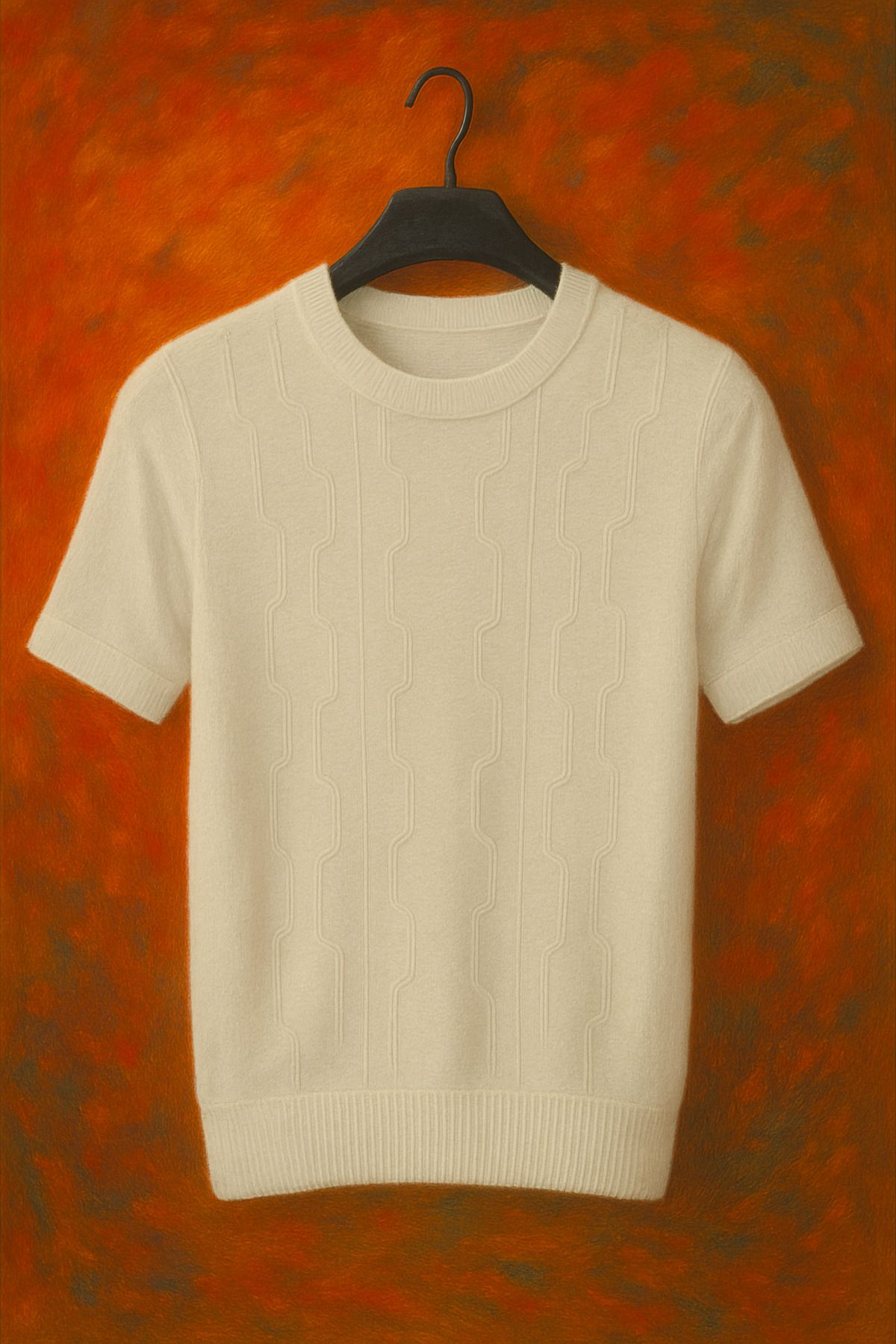 LC Waikiki Triko Çapraz Dikey Desenli Bisiklet Yaka Erkek T-Shirt