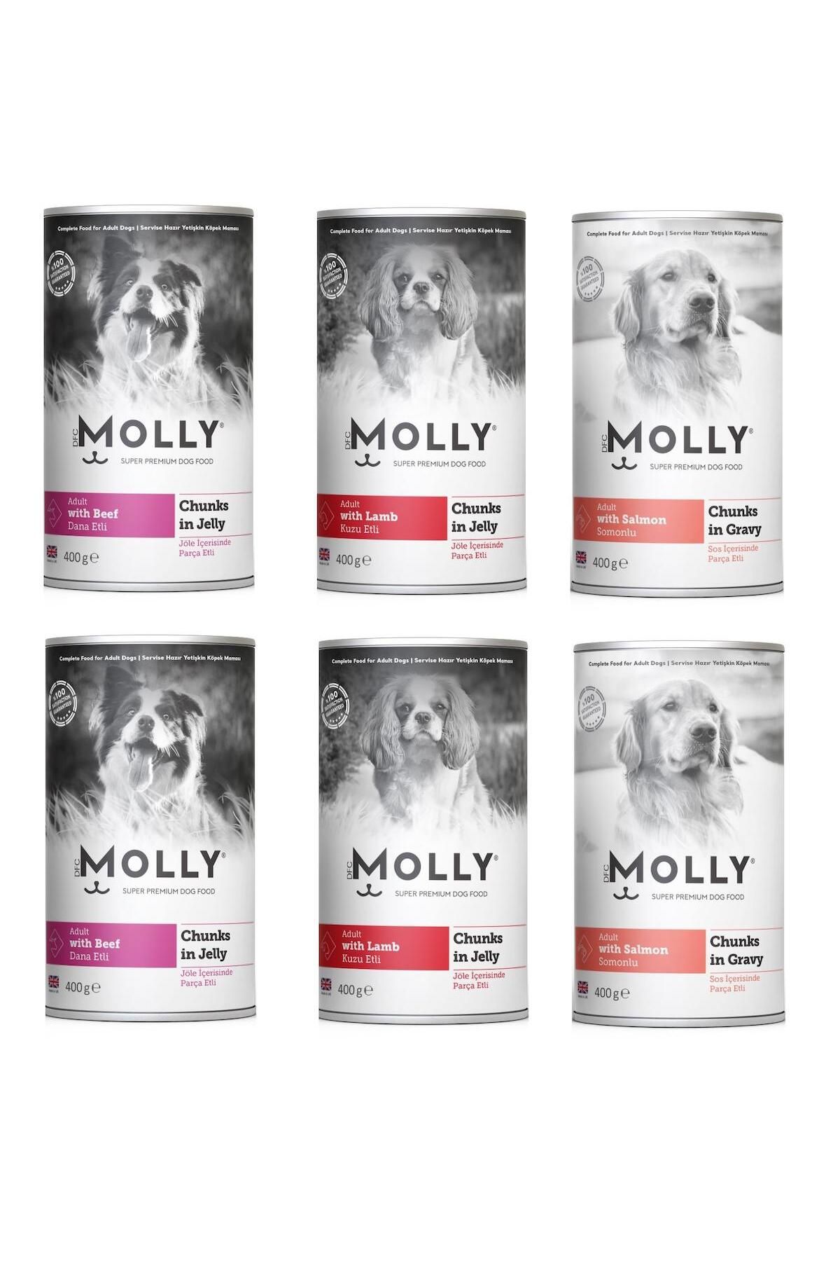Molly 3 Çeşit Karma Köpek Konservesi 400 Gr X 6 Adet
